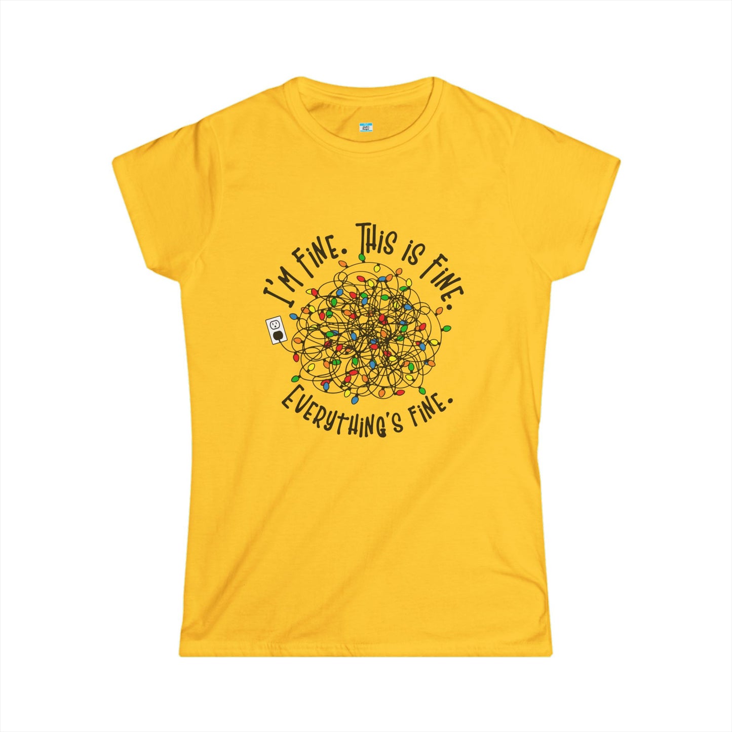 I’m Fine This Is Fine Everything’s Fine T-Shirt – Funny Tangled Christmas Lights Tee