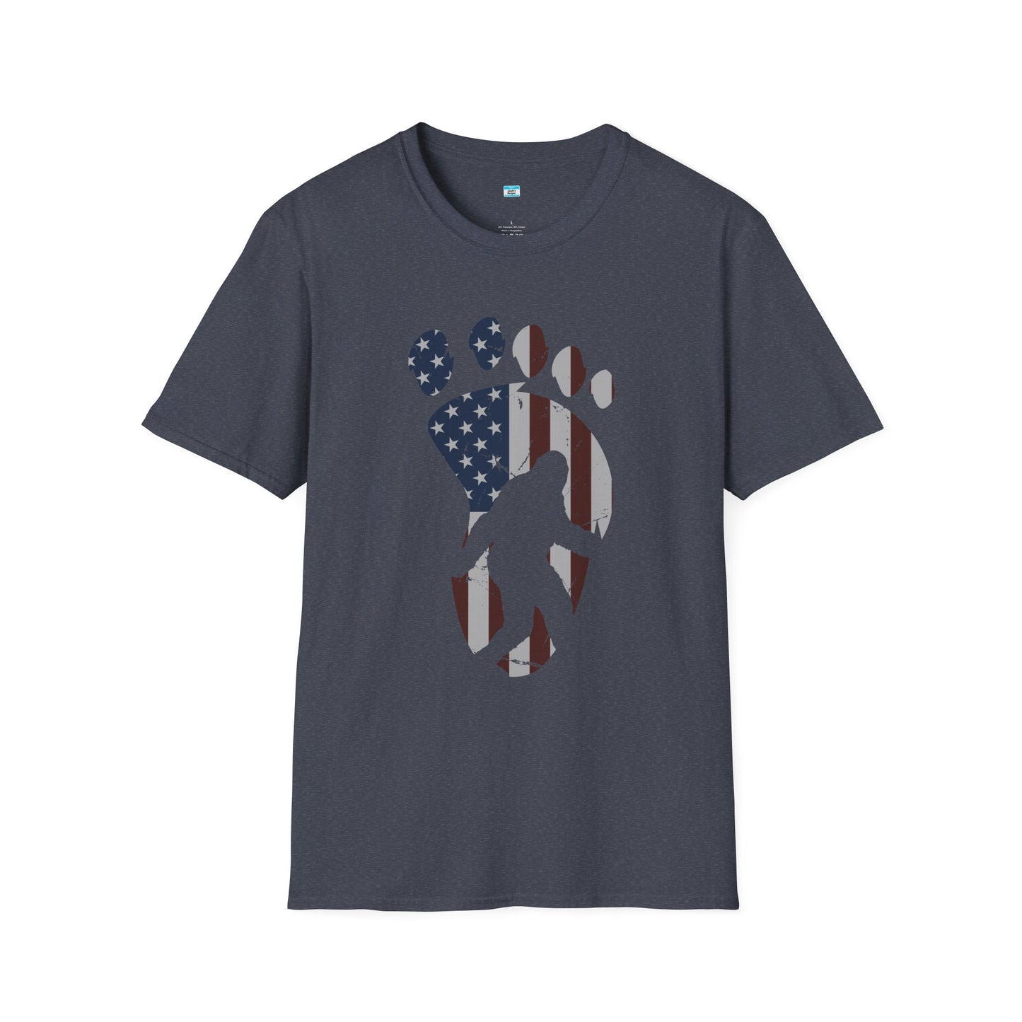 Patriotic Bigfoot Footprint T-Shirt, American Flag Sasquatch USA Tee