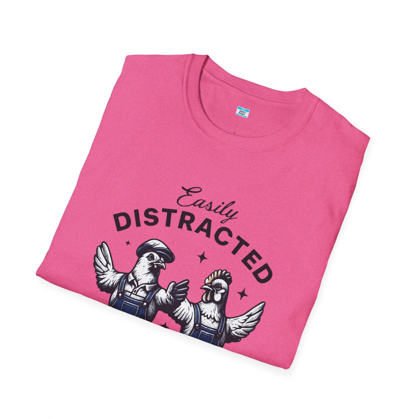Easily Distracted by Peckers T-Shirt – Funny Chicken Graphic Tee, Farm Animal Humor Shirt