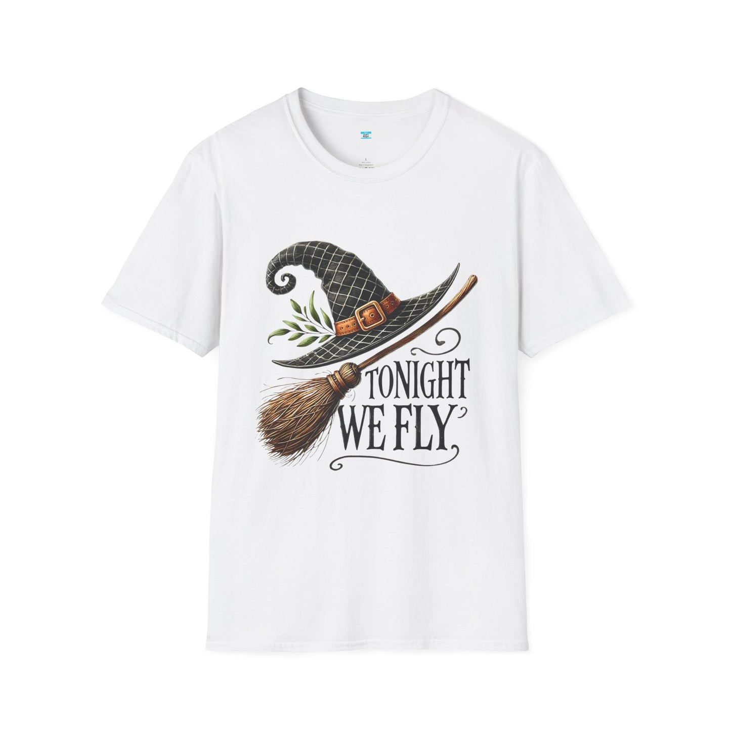 Tonight We Fly T-Shirt – Witch Hat and Broom Graphic Tee, Halloween Witchy Shirt