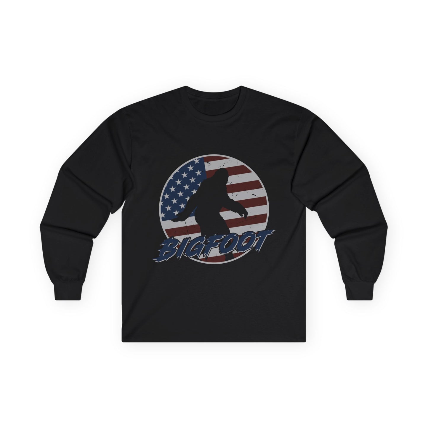 Bigfoot American Flag Long Sleeve Shirt – Patriotic Sasquatch USA Tee