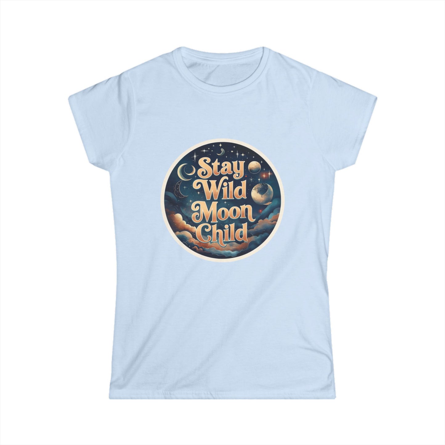 Stay Wild Moon Child T-Shirt - Retro Celestial Graphic Tee for Women, Moon Phases Shirt, Spiritual Boho Aesthetic Tee