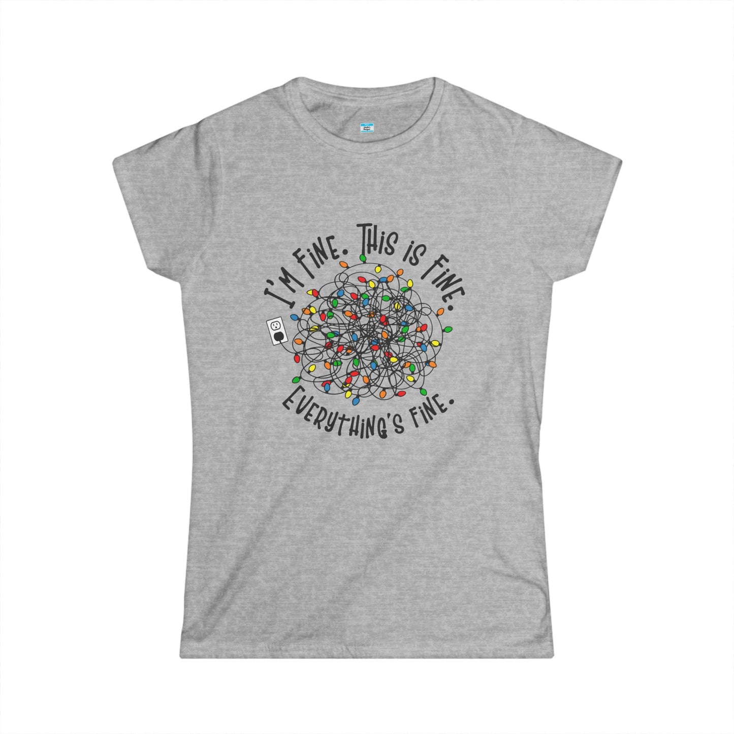 I’m Fine This Is Fine Everything’s Fine T-Shirt – Funny Tangled Christmas Lights Tee
