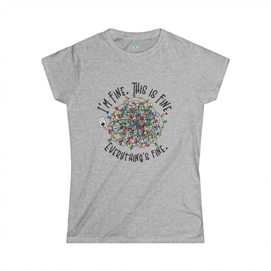 I’m Fine This Is Fine Everything’s Fine T-Shirt – Funny Tangled Christmas Lights Tee