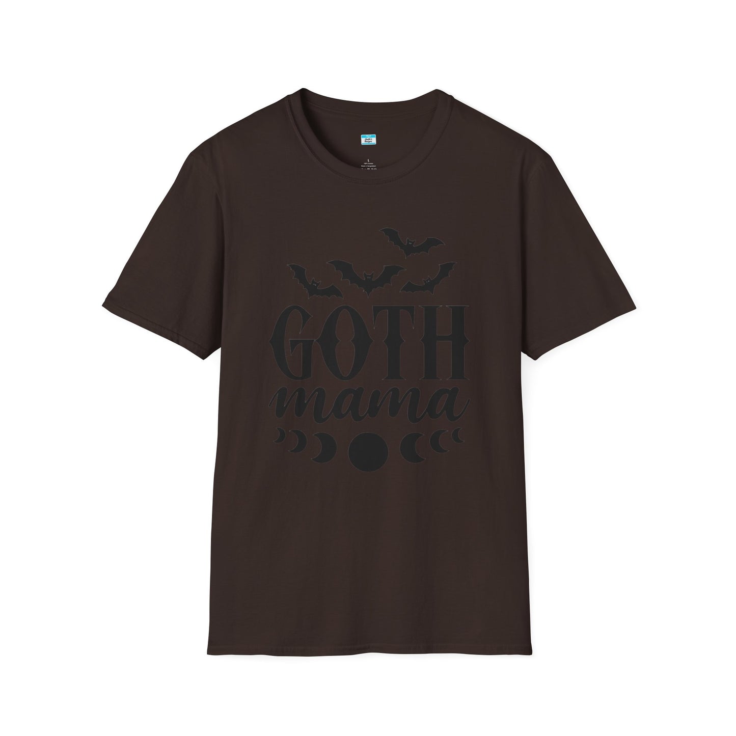 Goth Mama T-Shirt β Moon Phase & Bat Graphic Tee for Spooky Moms