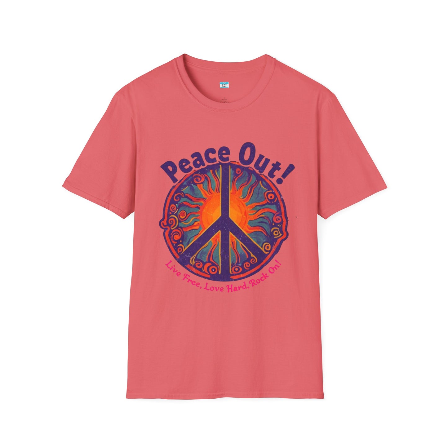 Peace Out! T-Shirt – Psychedelic Sun & Peace Sign Retro Rock Tee
