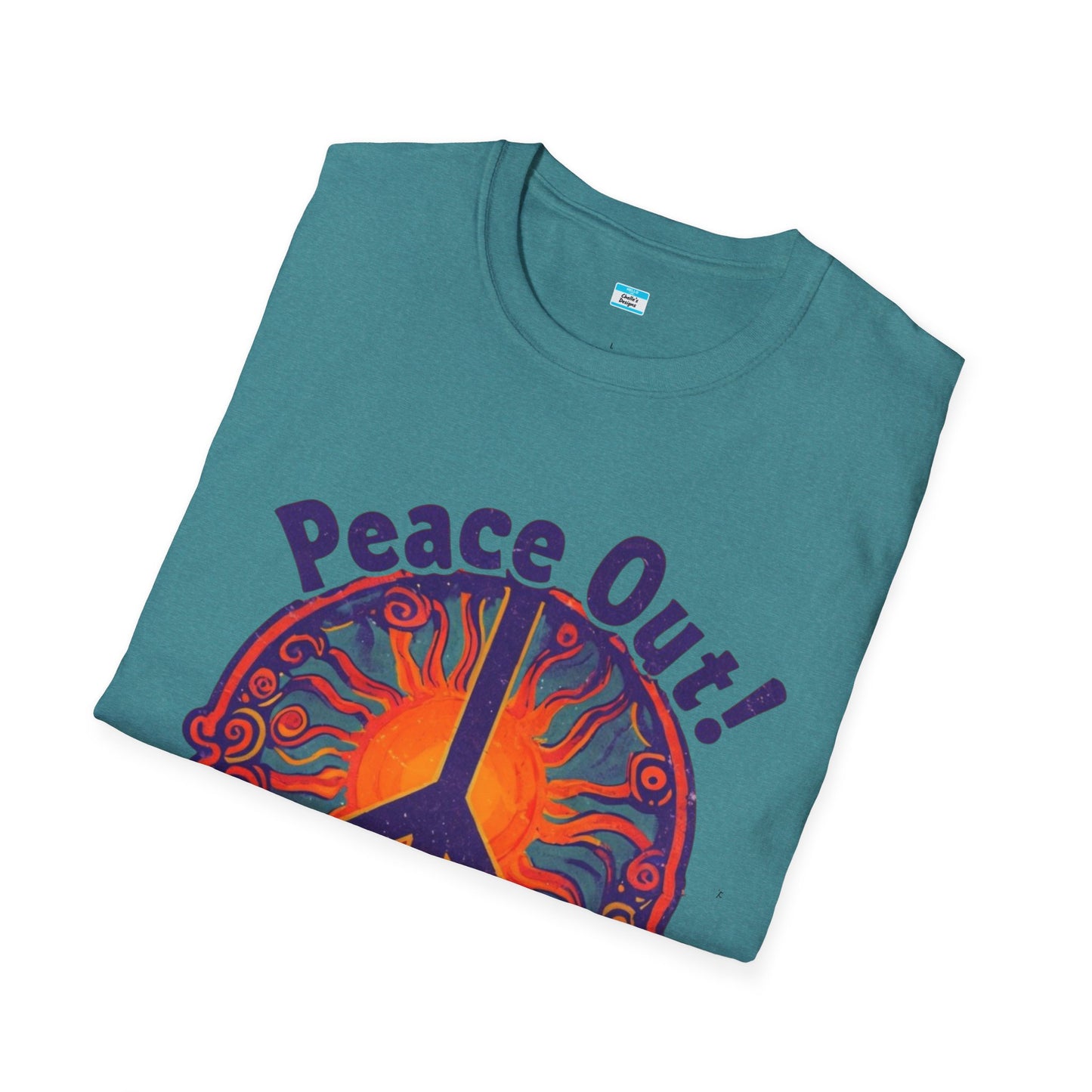 Peace Out! T-Shirt – Psychedelic Sun & Peace Sign Retro Rock Tee