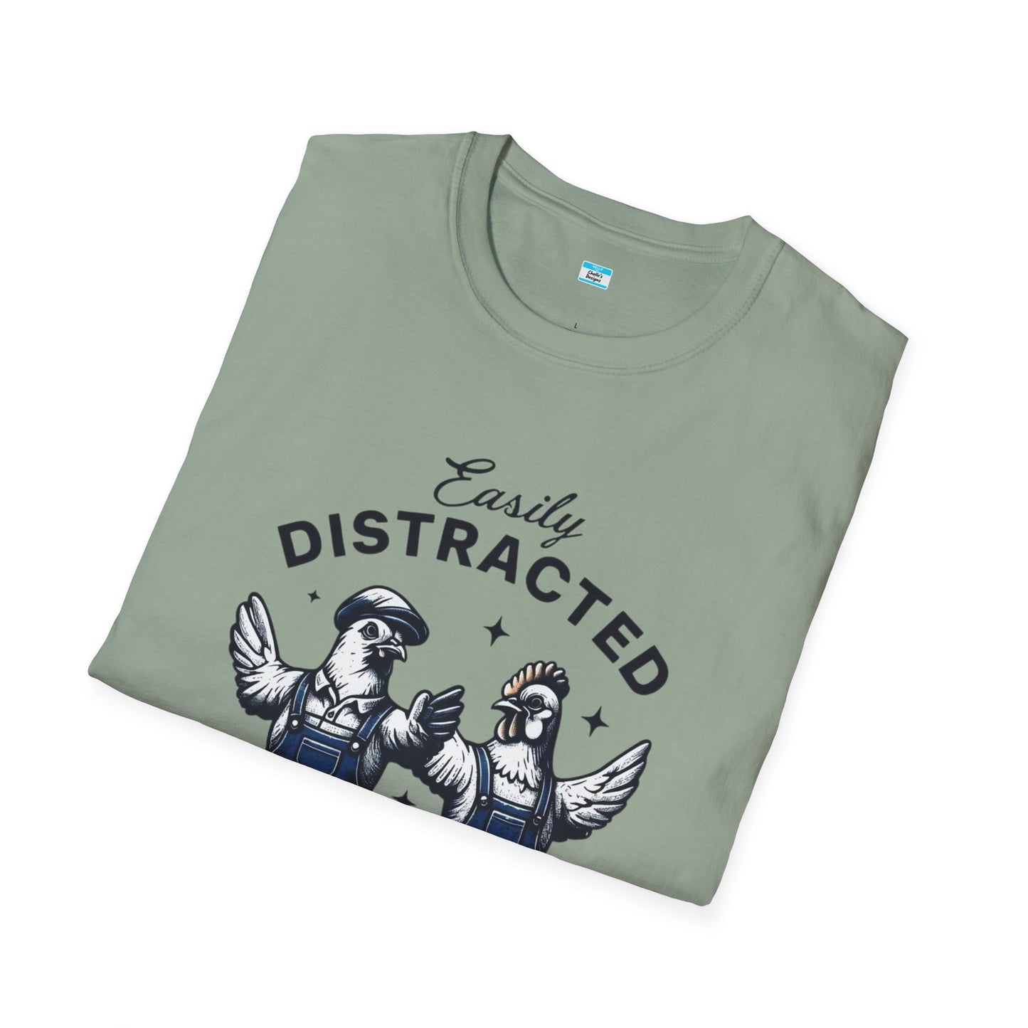 Easily Distracted by Peckers T-Shirt – Funny Chicken Graphic Tee, Farm Animal Humor Shirt