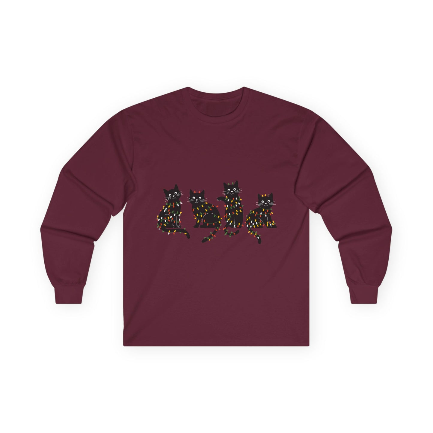 Black Cats with Christmas Lights Shirt β Funny Holiday Cat Lover Tee