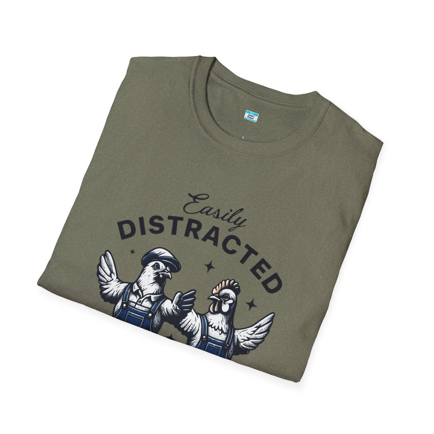Easily Distracted by Peckers T-Shirt – Funny Chicken Graphic Tee, Farm Animal Humor Shirt