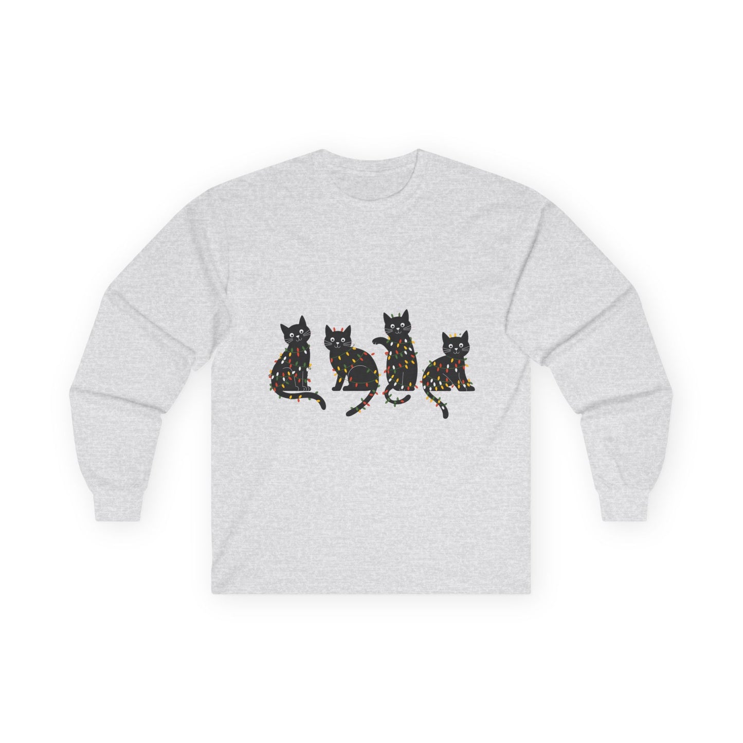 Black Cats with Christmas Lights Shirt β Funny Holiday Cat Lover Tee