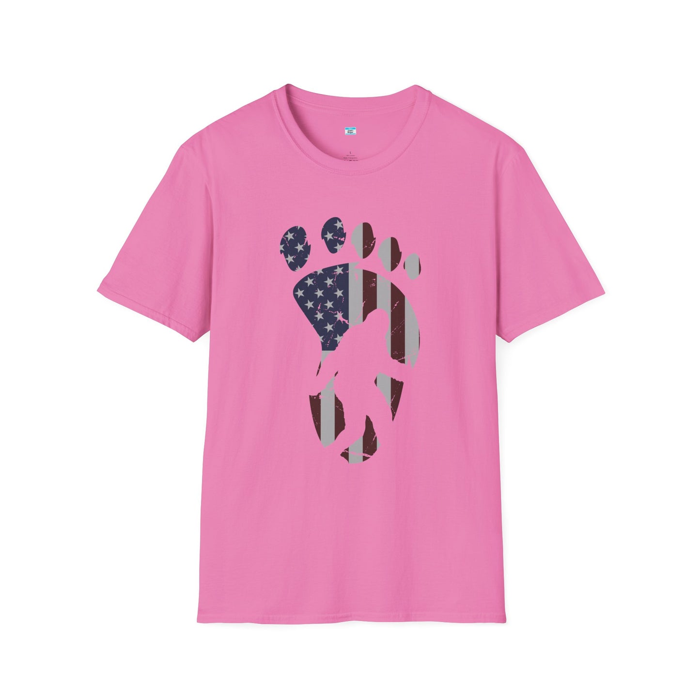 Patriotic Bigfoot Footprint T-Shirt, American Flag Sasquatch USA Tee