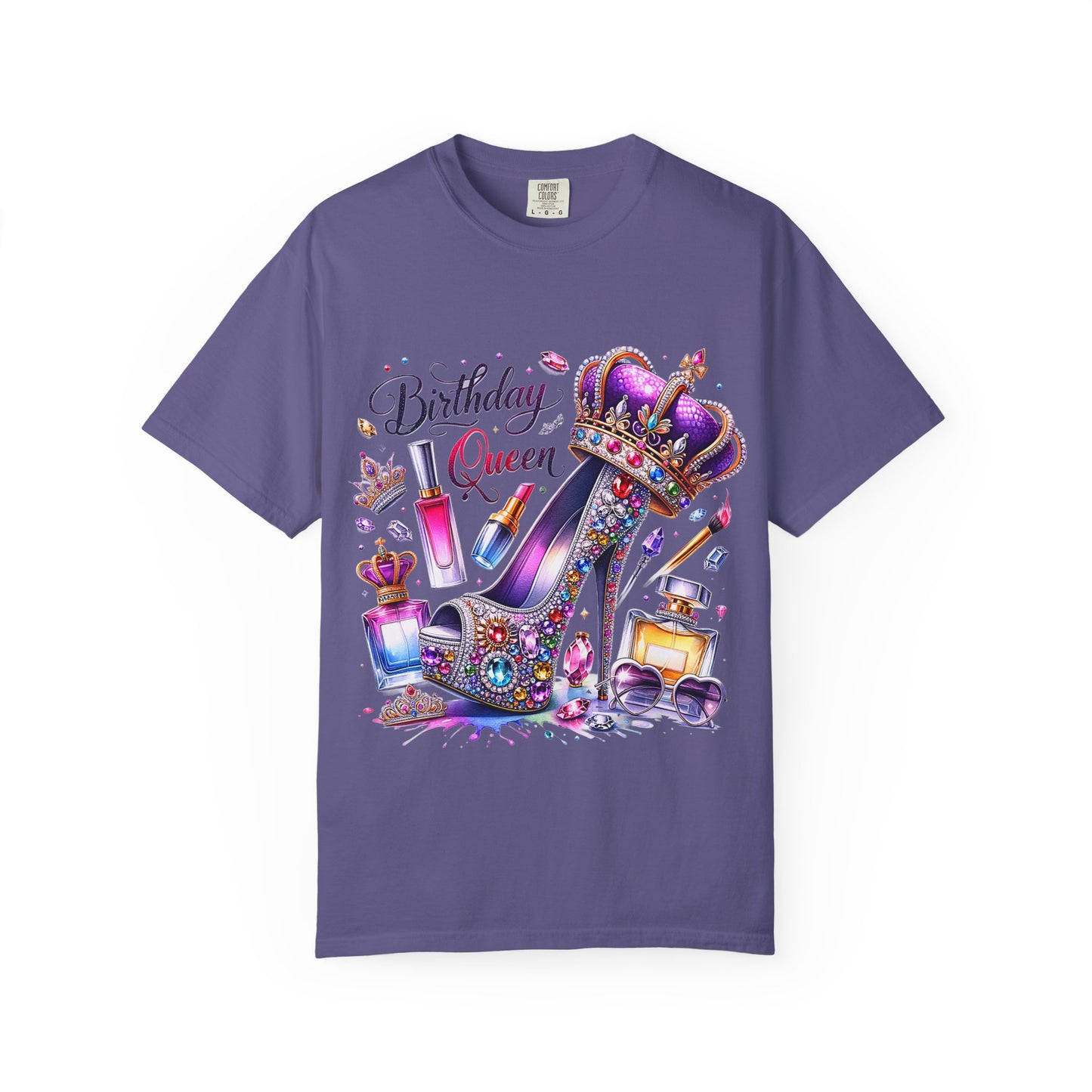 Birthday Queen T-Shirt – Glam Sparkly High Heel & Crown Birthday Outfit
