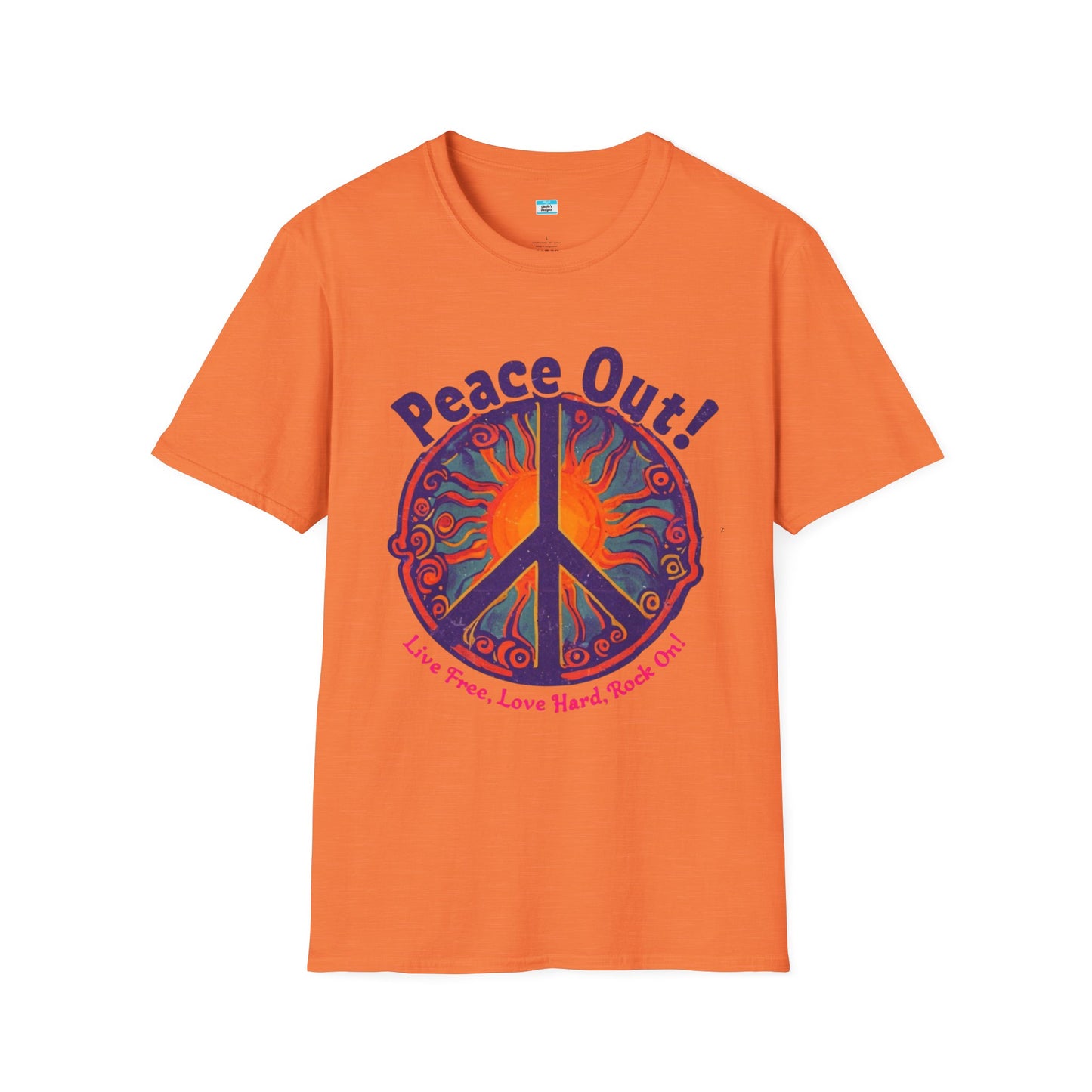 Peace Out! T-Shirt – Psychedelic Sun & Peace Sign Retro Rock Tee