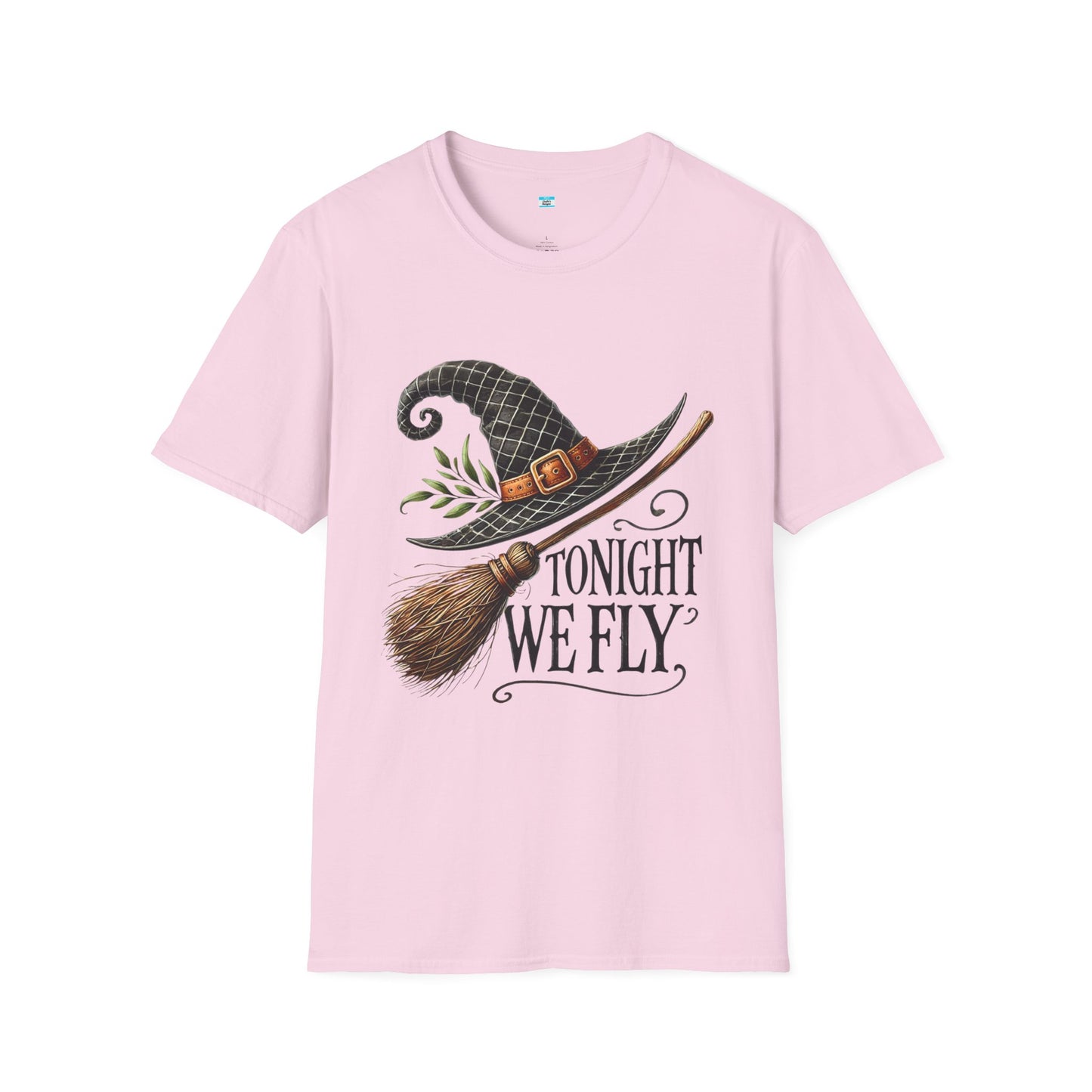 Tonight We Fly T-Shirt – Witch Hat and Broom Graphic Tee, Halloween Witchy Shirt