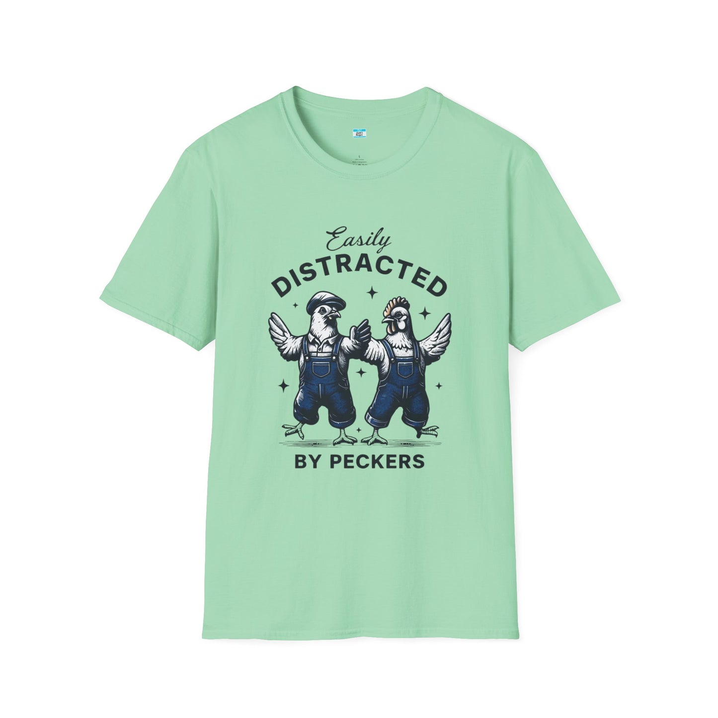 Easily Distracted by Peckers T-Shirt – Funny Chicken Graphic Tee, Farm Animal Humor Shirt