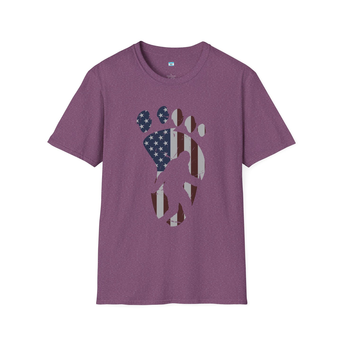 Patriotic Bigfoot Footprint T-Shirt, American Flag Sasquatch USA Tee
