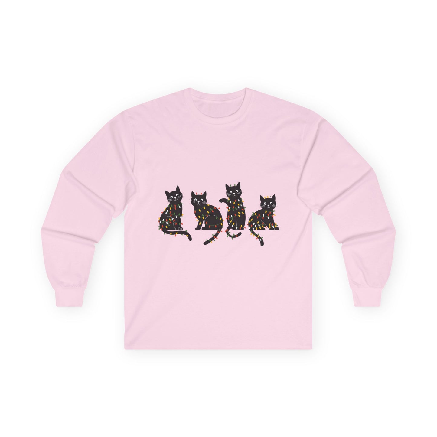 Black Cats with Christmas Lights Shirt β Funny Holiday Cat Lover Tee
