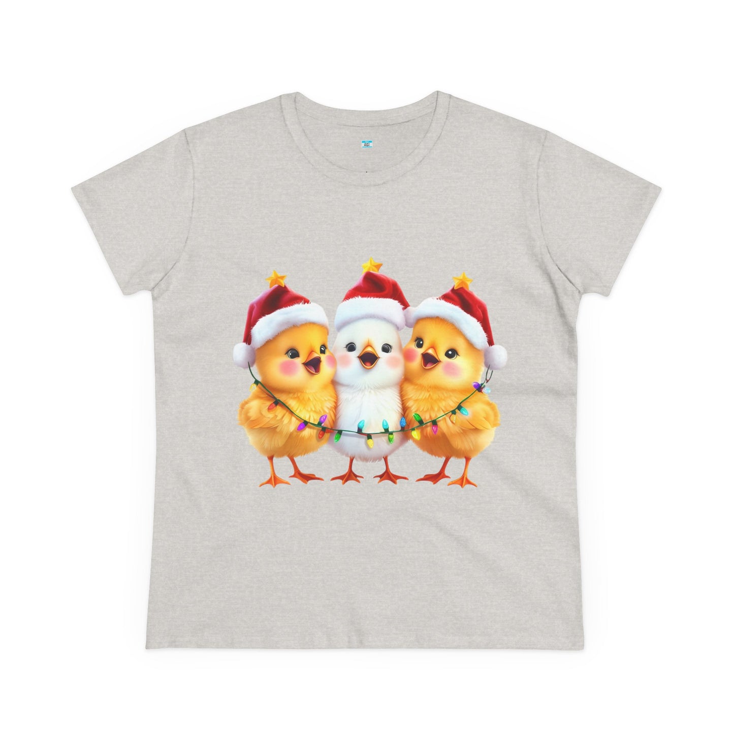 Christmas Chicks T-Shirt β Cute Santa Hat & Holiday Lights Farm Animal Tee