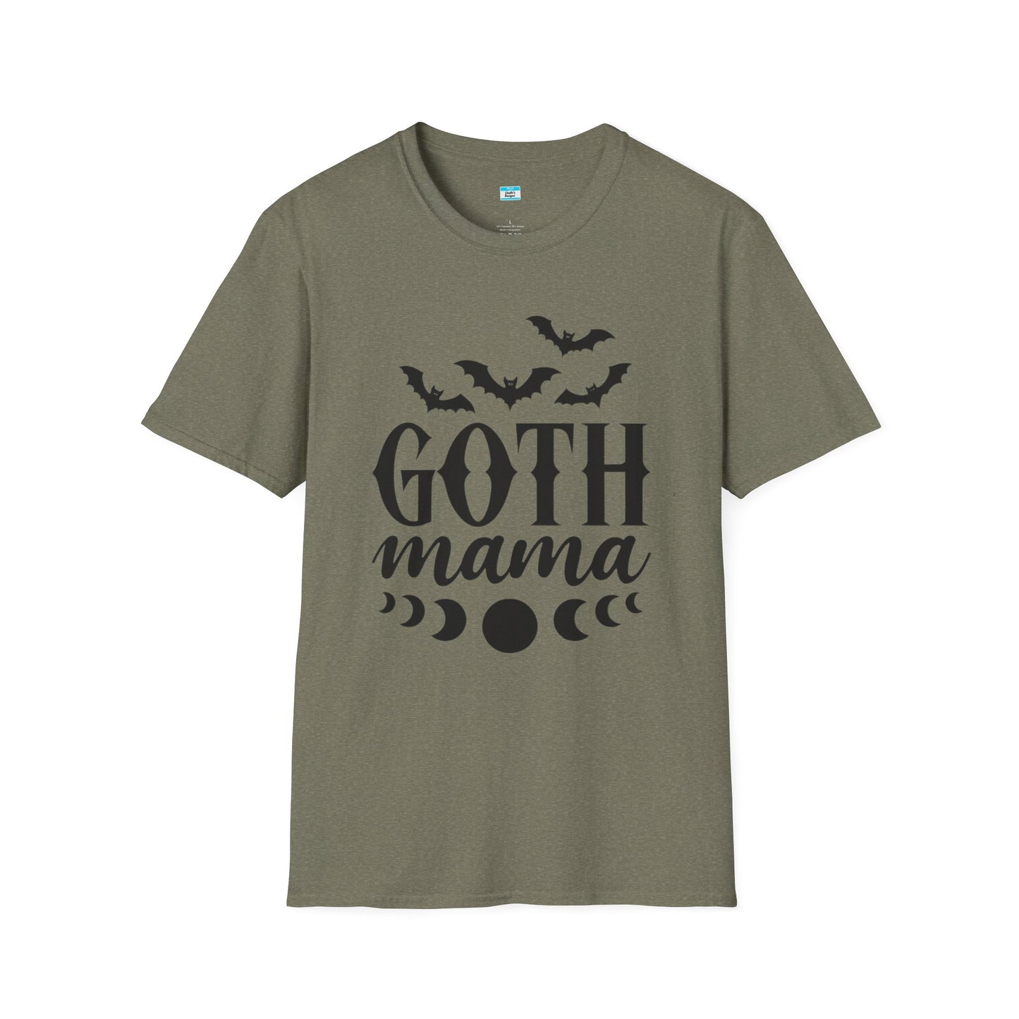 Goth Mama T-Shirt β Moon Phase & Bat Graphic Tee for Spooky Moms