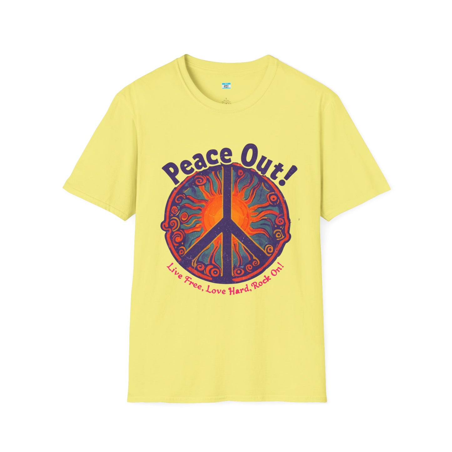 Peace Out! T-Shirt – Psychedelic Sun & Peace Sign Retro Rock Tee