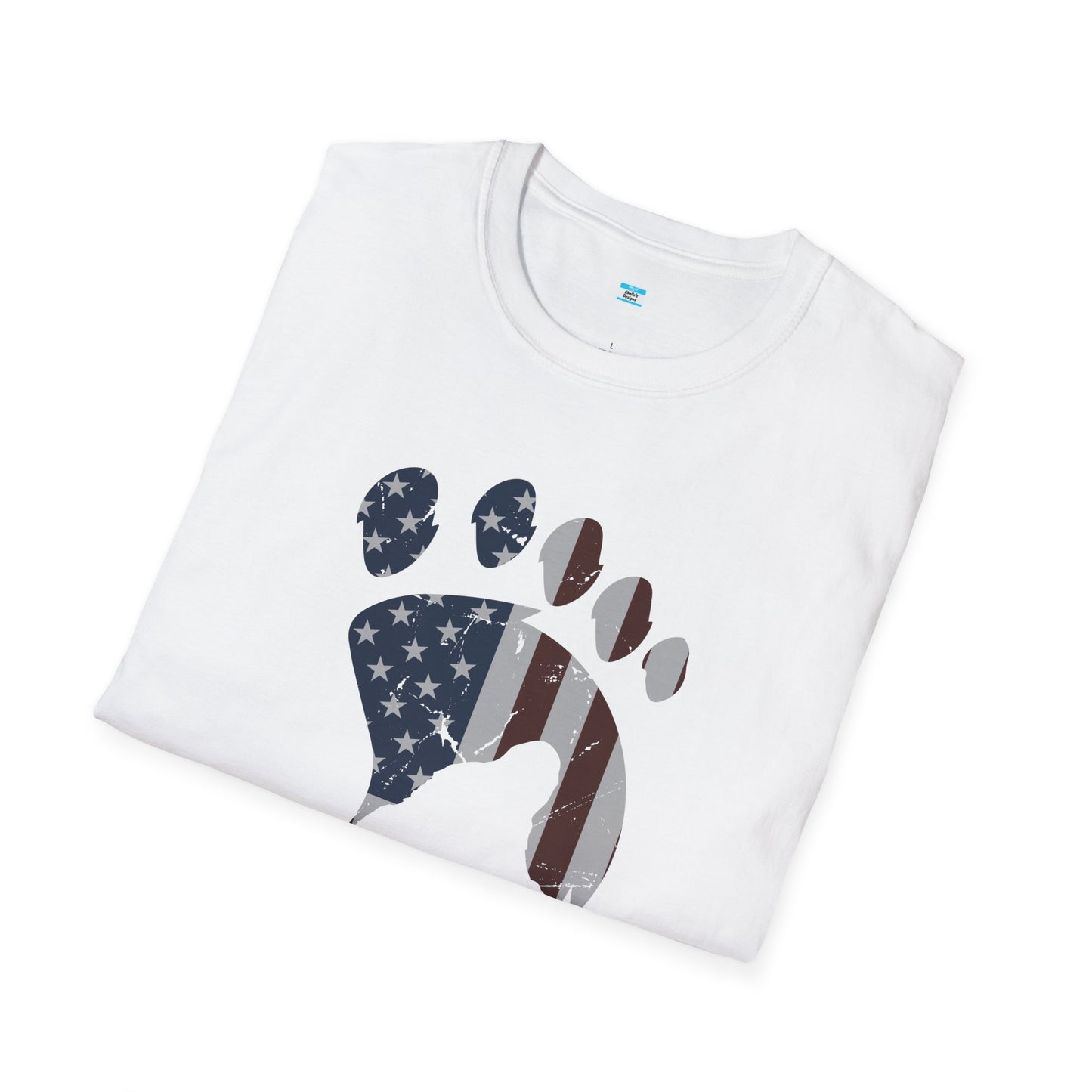 Patriotic Bigfoot Footprint T-Shirt, American Flag Sasquatch USA Tee