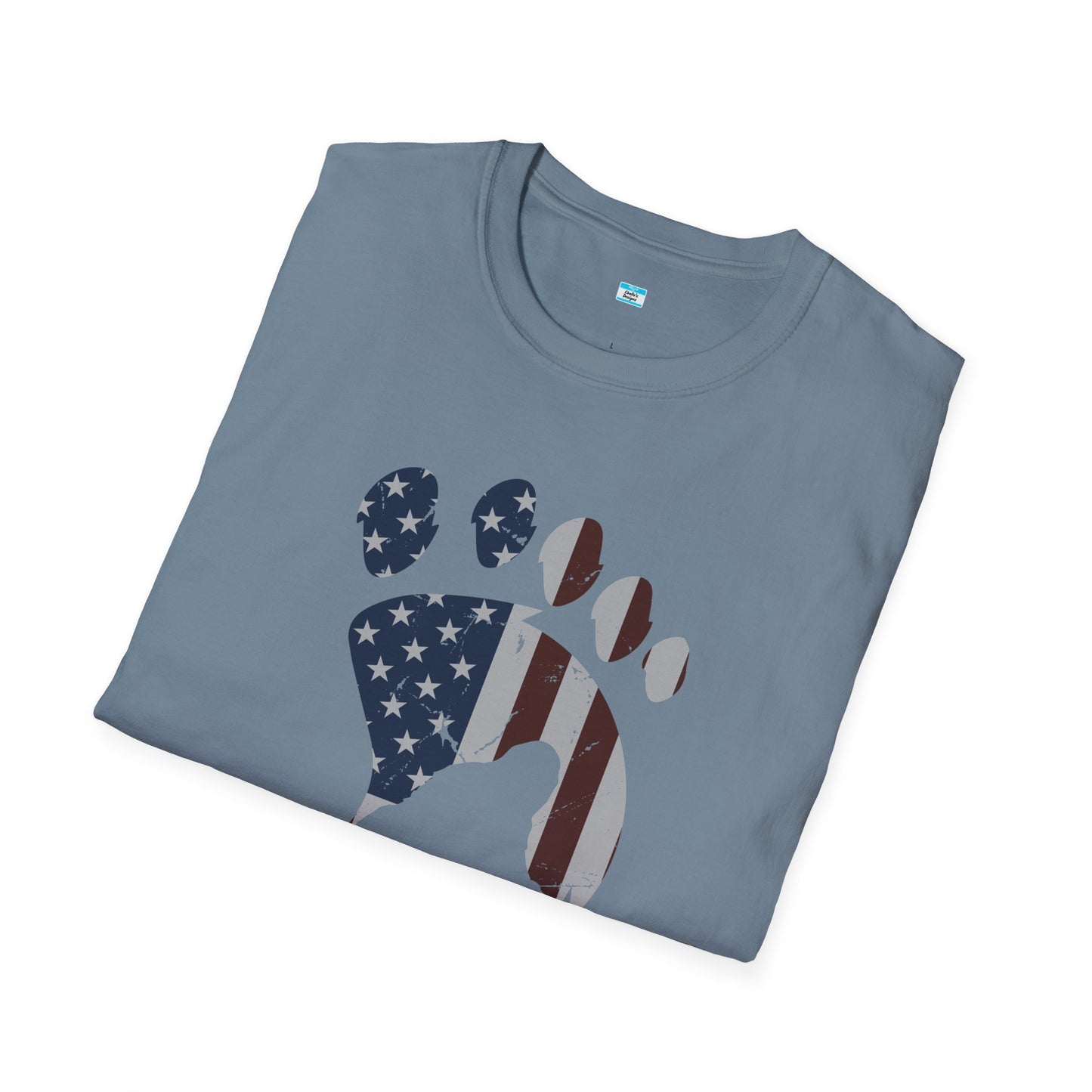 Patriotic Bigfoot Footprint T-Shirt, American Flag Sasquatch USA Tee