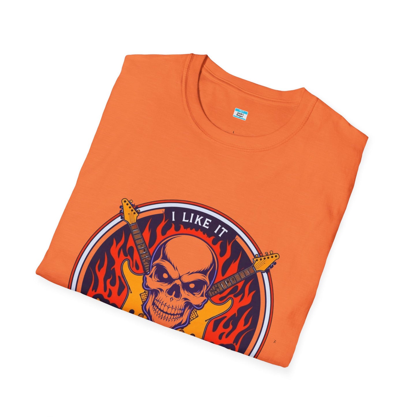 I Like It Heavy T-Shirt – Skull, Flames & Guitars Heavy Metal Rock Tee