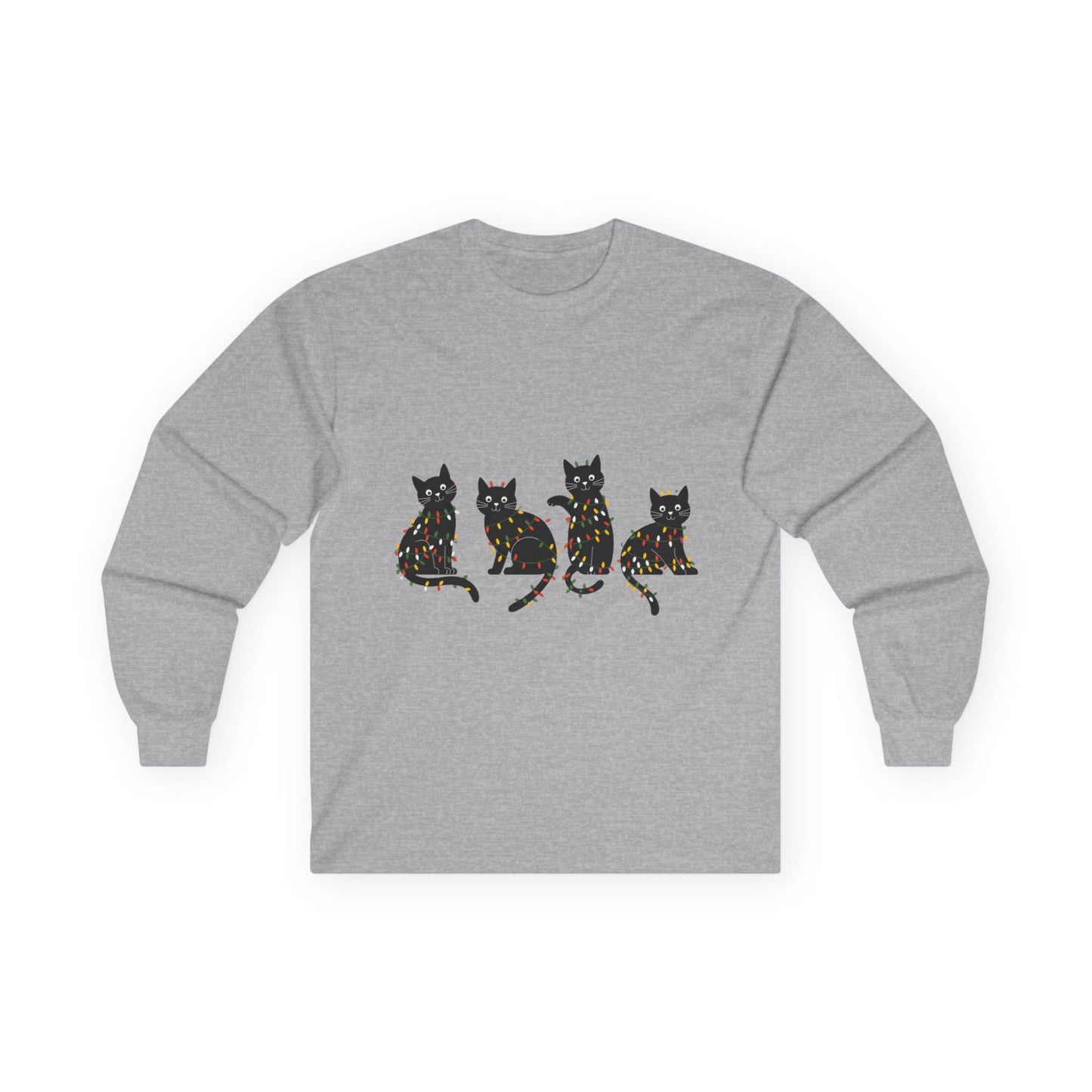 Black Cats with Christmas Lights Shirt β Funny Holiday Cat Lover Tee