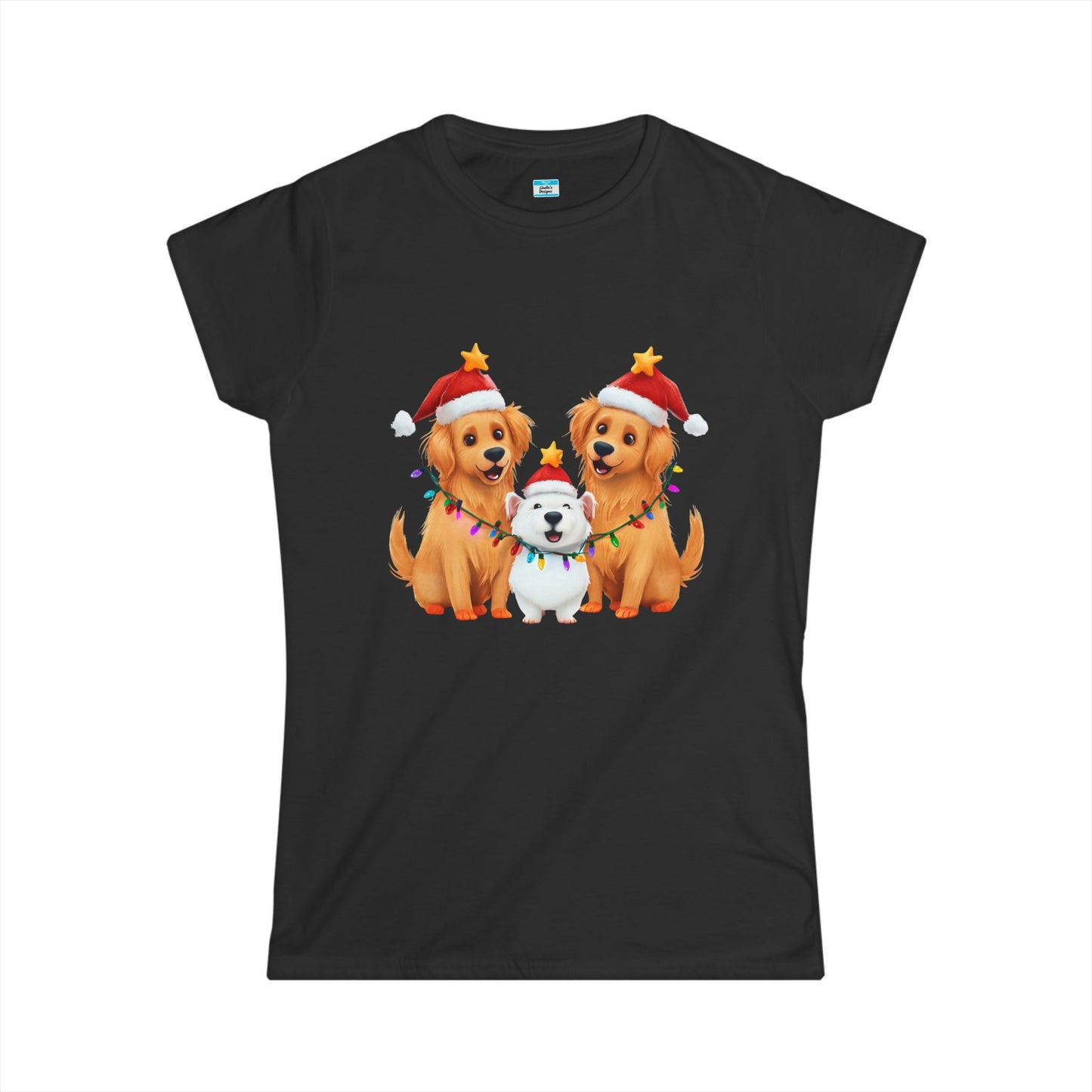 Christmas Dogs T-Shirt β Cute Santa Hat & Holiday Lights Puppy Tee