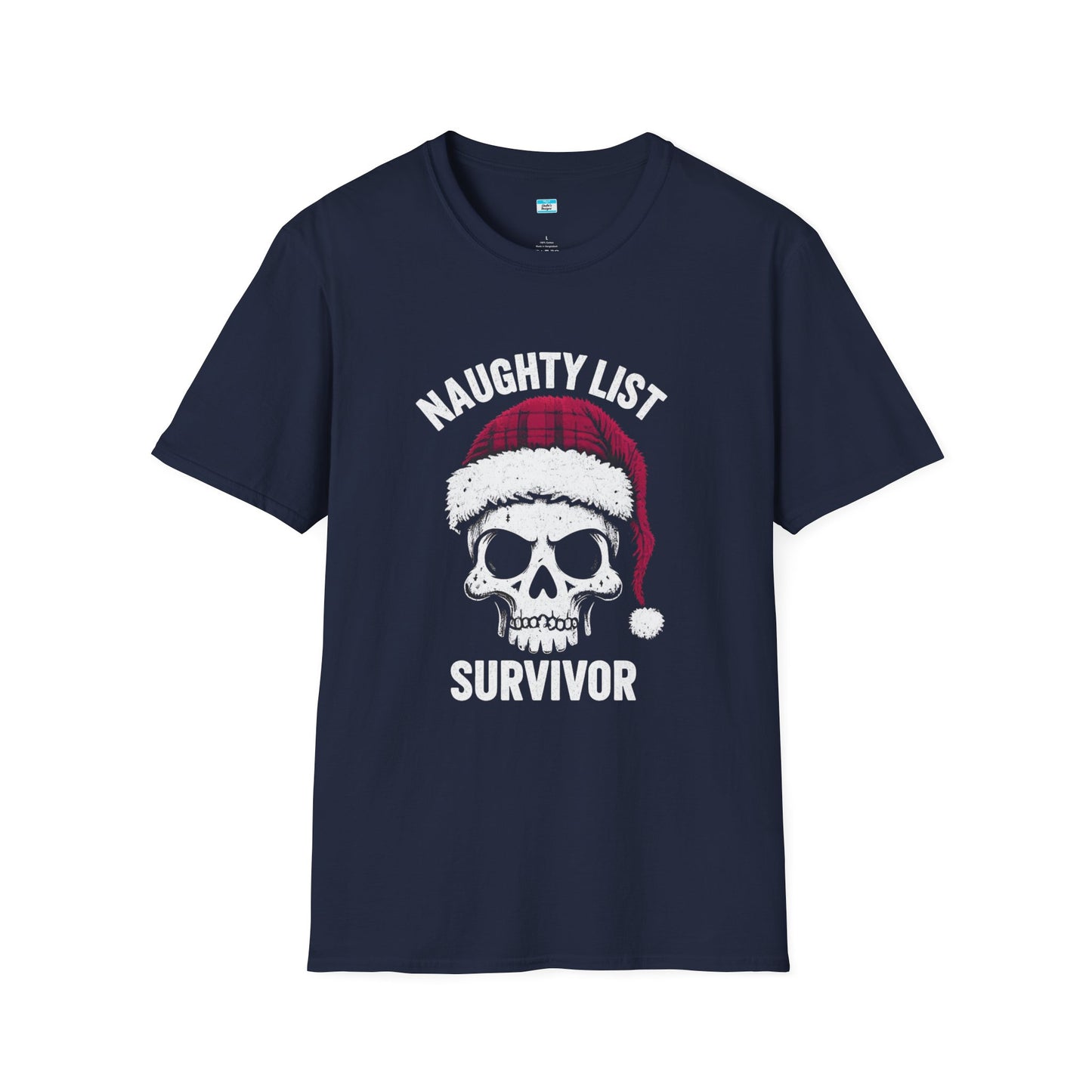 Naughty List Survivor T-Shirt β Funny Christmas Skull Santa Hat Tee