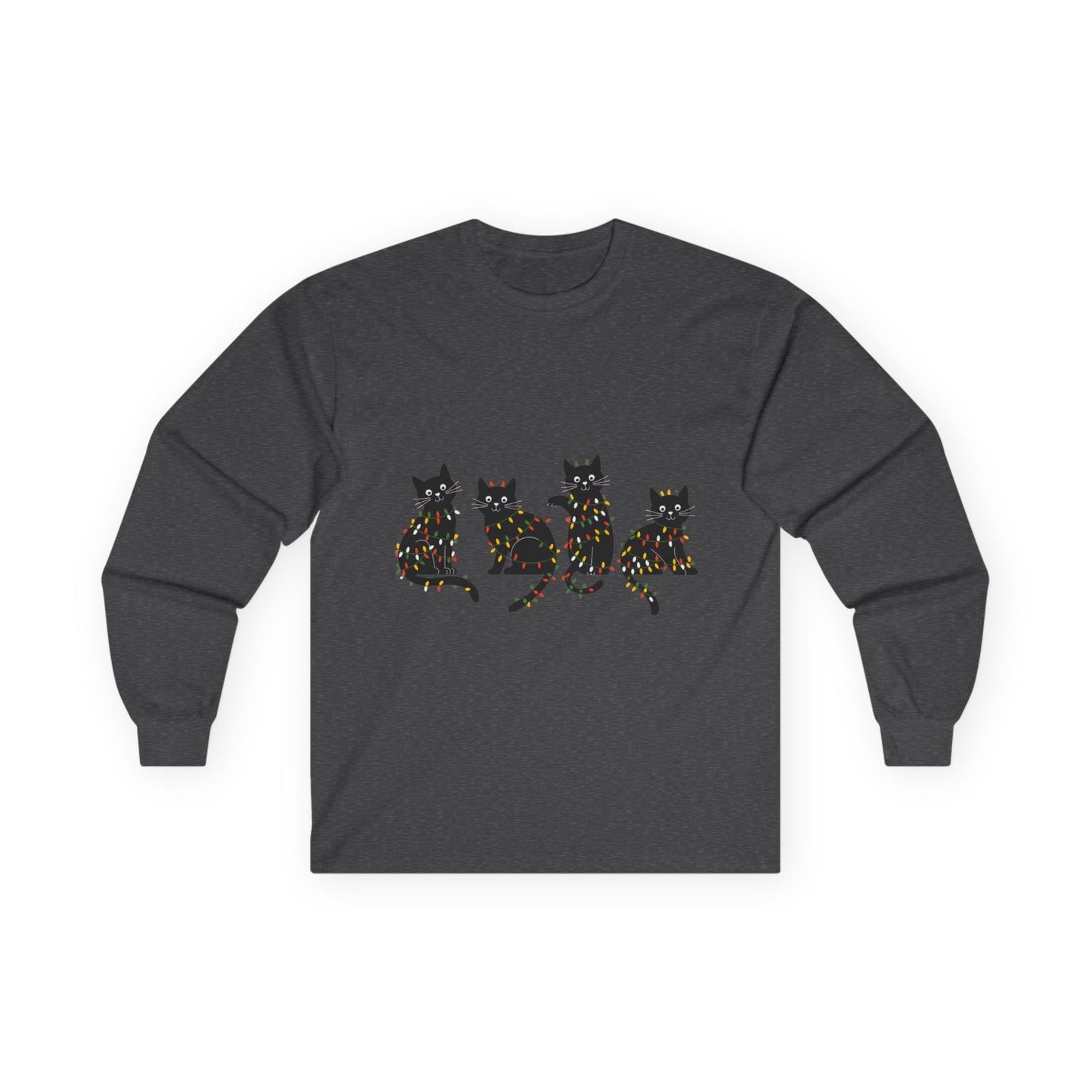 Black Cats with Christmas Lights Shirt β Funny Holiday Cat Lover Tee