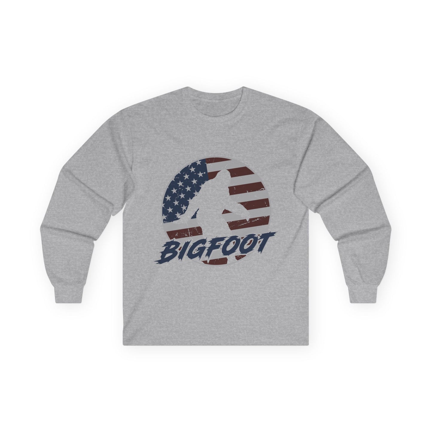 Bigfoot American Flag Long Sleeve Shirt – Patriotic Sasquatch USA Tee