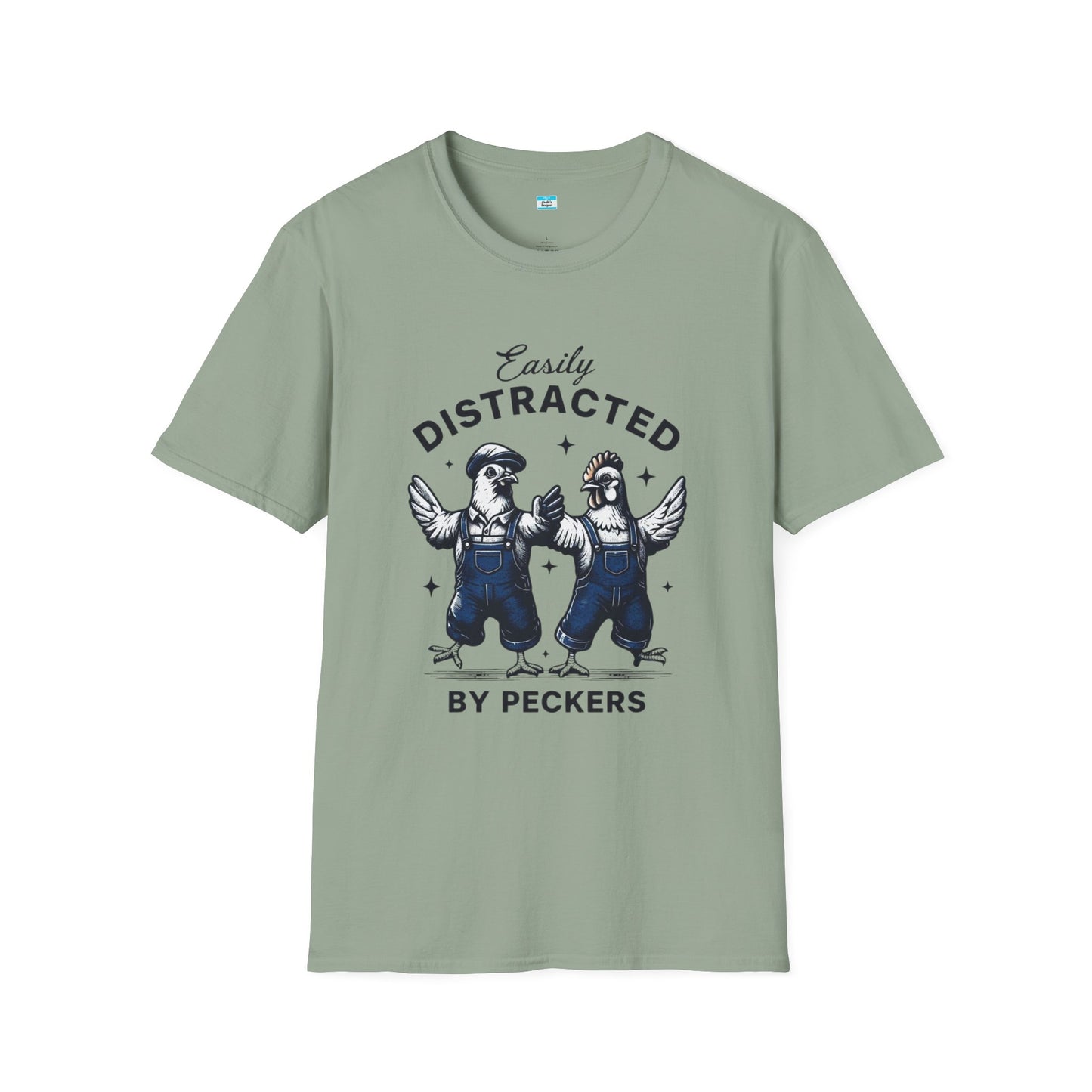 Easily Distracted by Peckers T-Shirt – Funny Chicken Graphic Tee, Farm Animal Humor Shirt