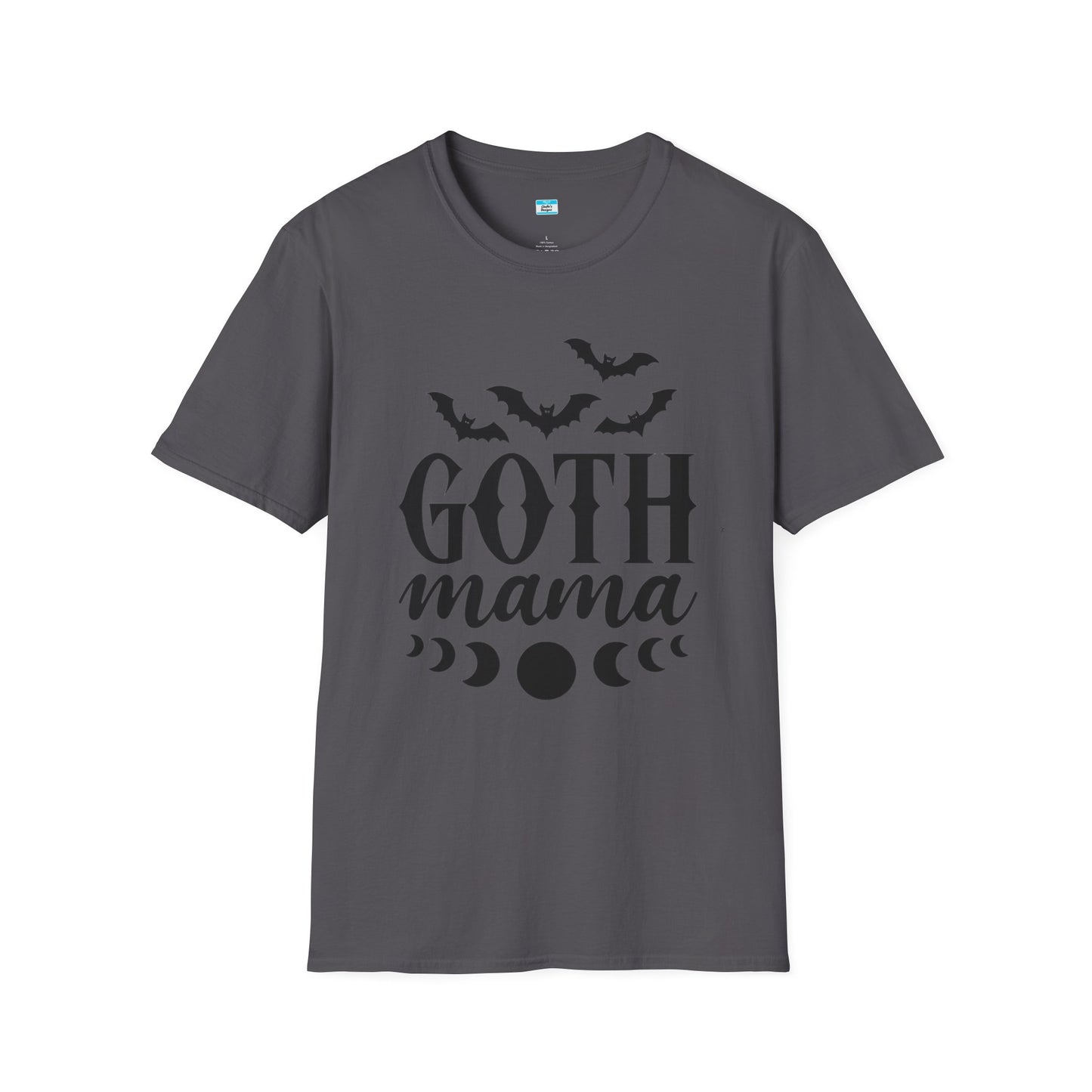 Goth Mama T-Shirt β Moon Phase & Bat Graphic Tee for Spooky Moms