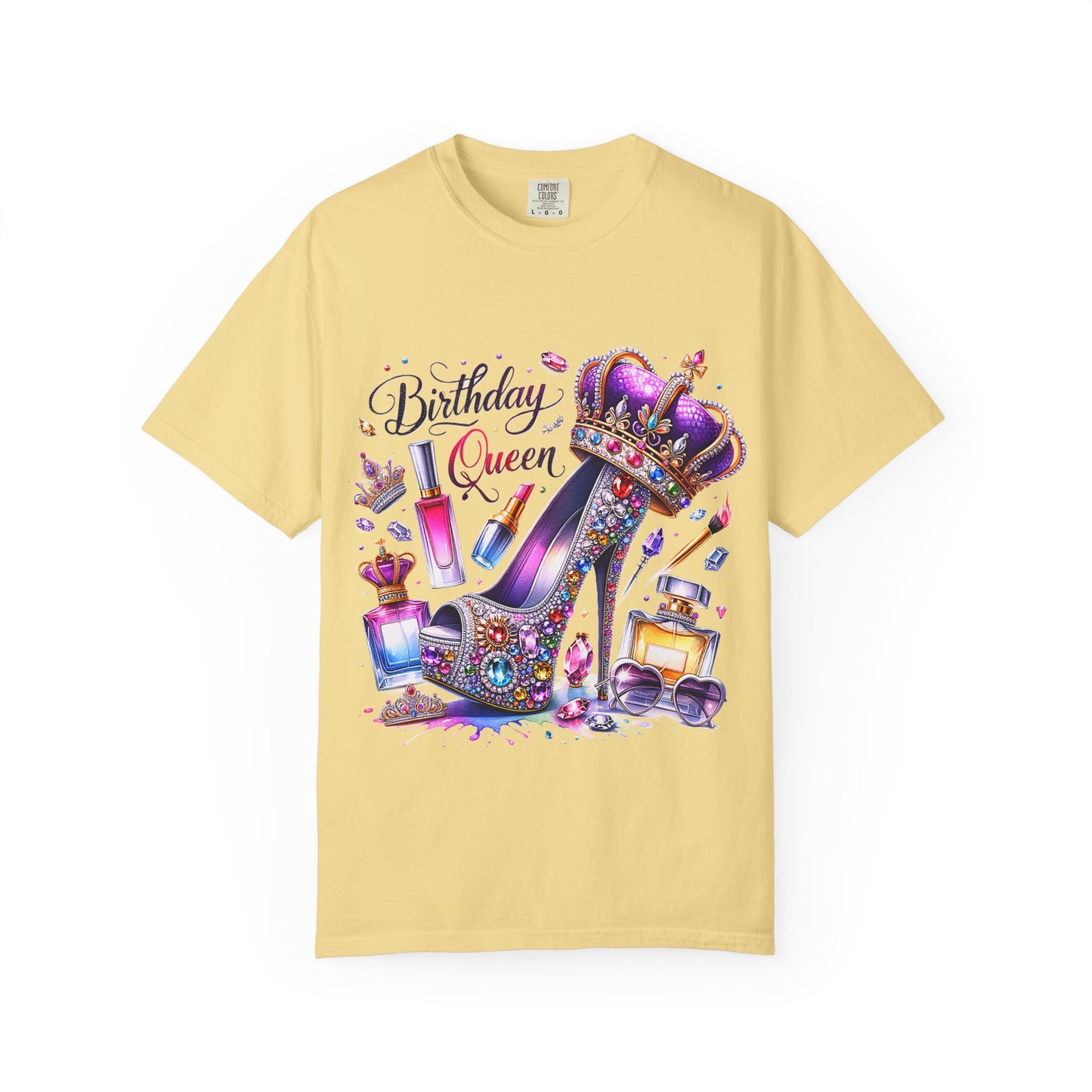 Birthday Queen T-Shirt – Glam Sparkly High Heel & Crown Birthday Outfit