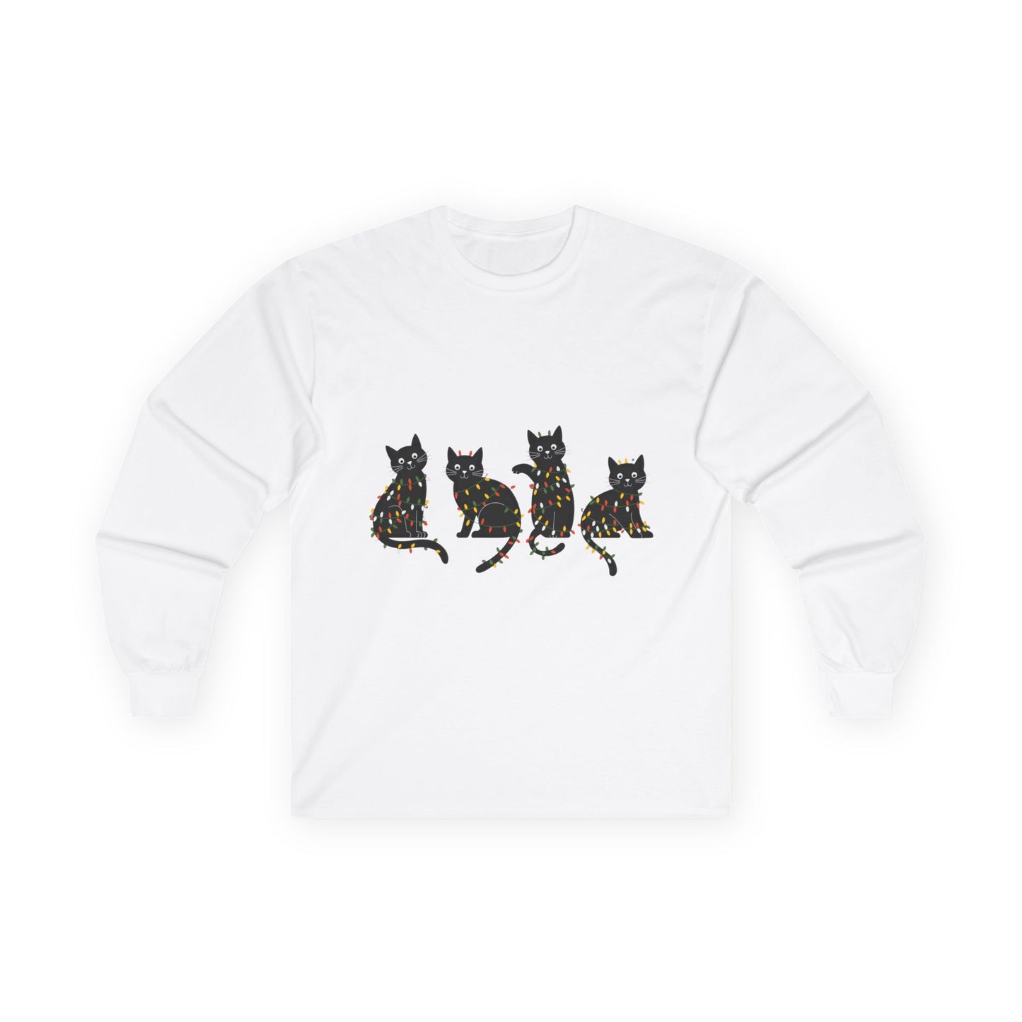 Black Cats with Christmas Lights Shirt β Funny Holiday Cat Lover Tee