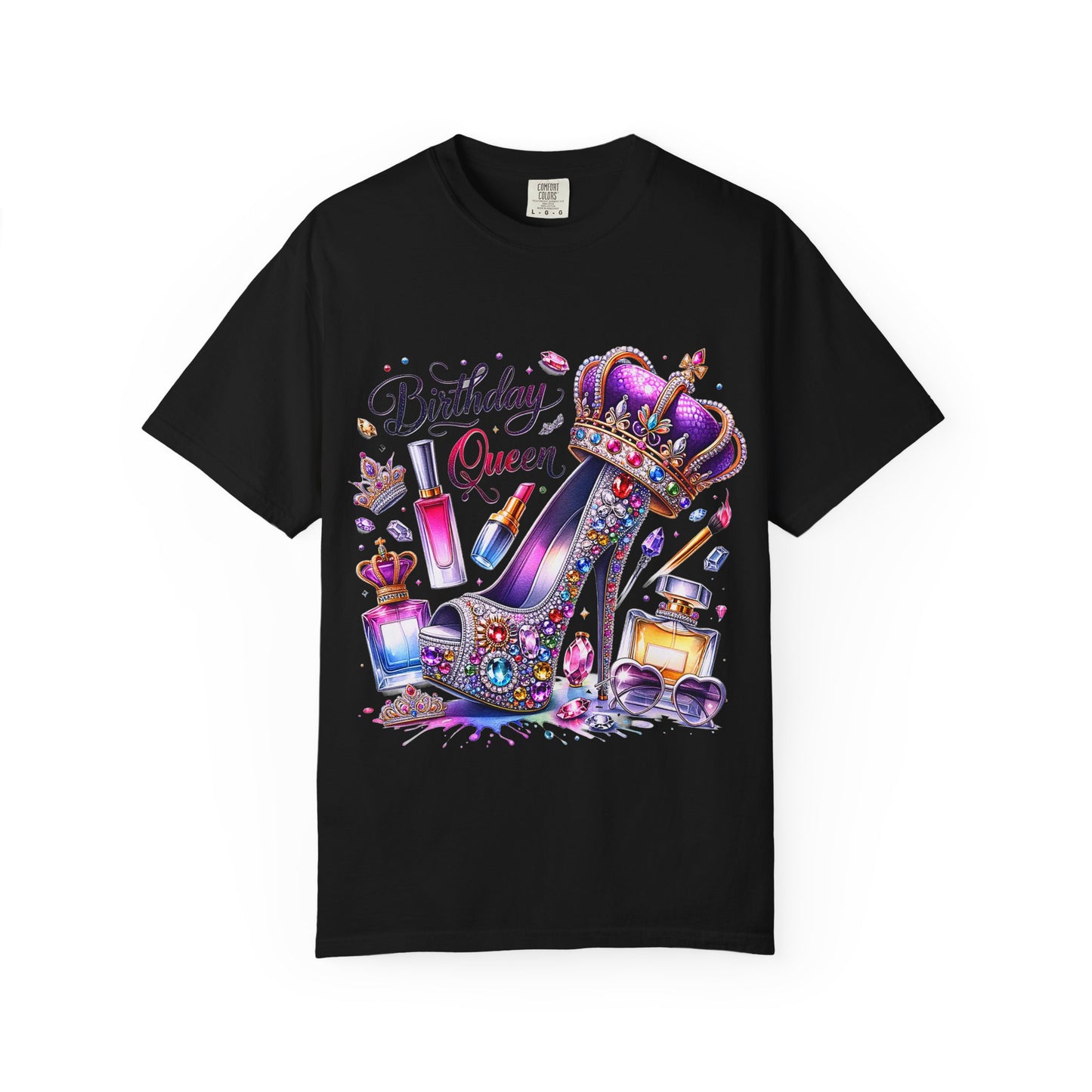 Birthday Queen T-Shirt – Glam Sparkly High Heel & Crown Birthday Outfit