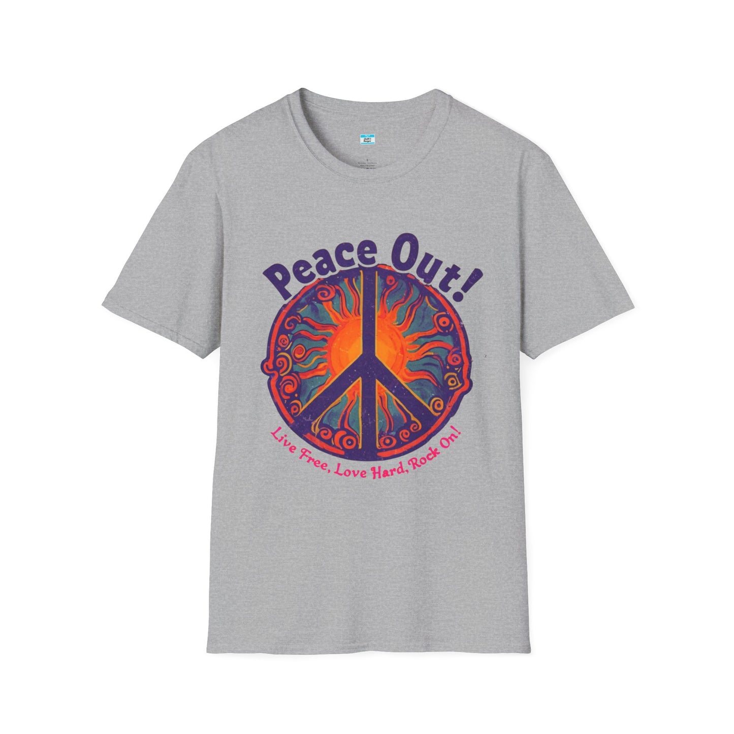 Peace Out! T-Shirt – Psychedelic Sun & Peace Sign Retro Rock Tee