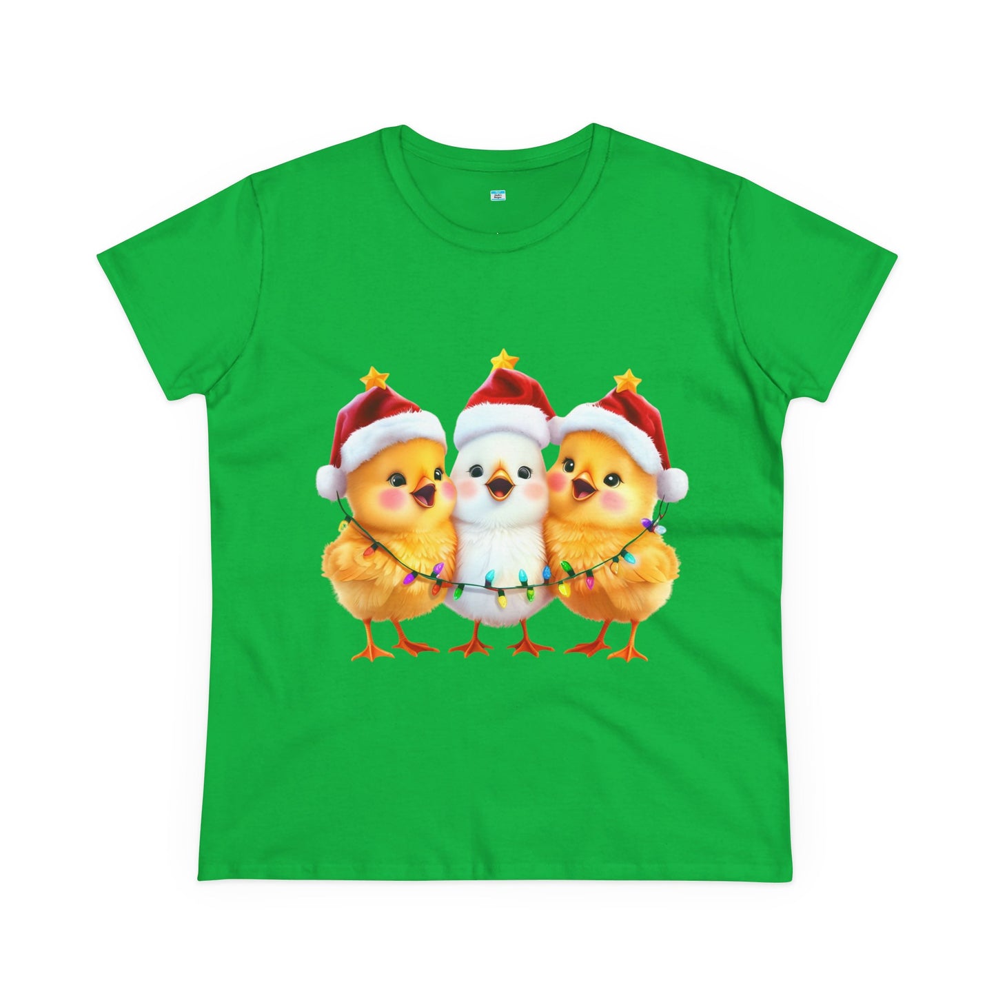 Christmas Chicks T-Shirt β Cute Santa Hat & Holiday Lights Farm Animal Tee