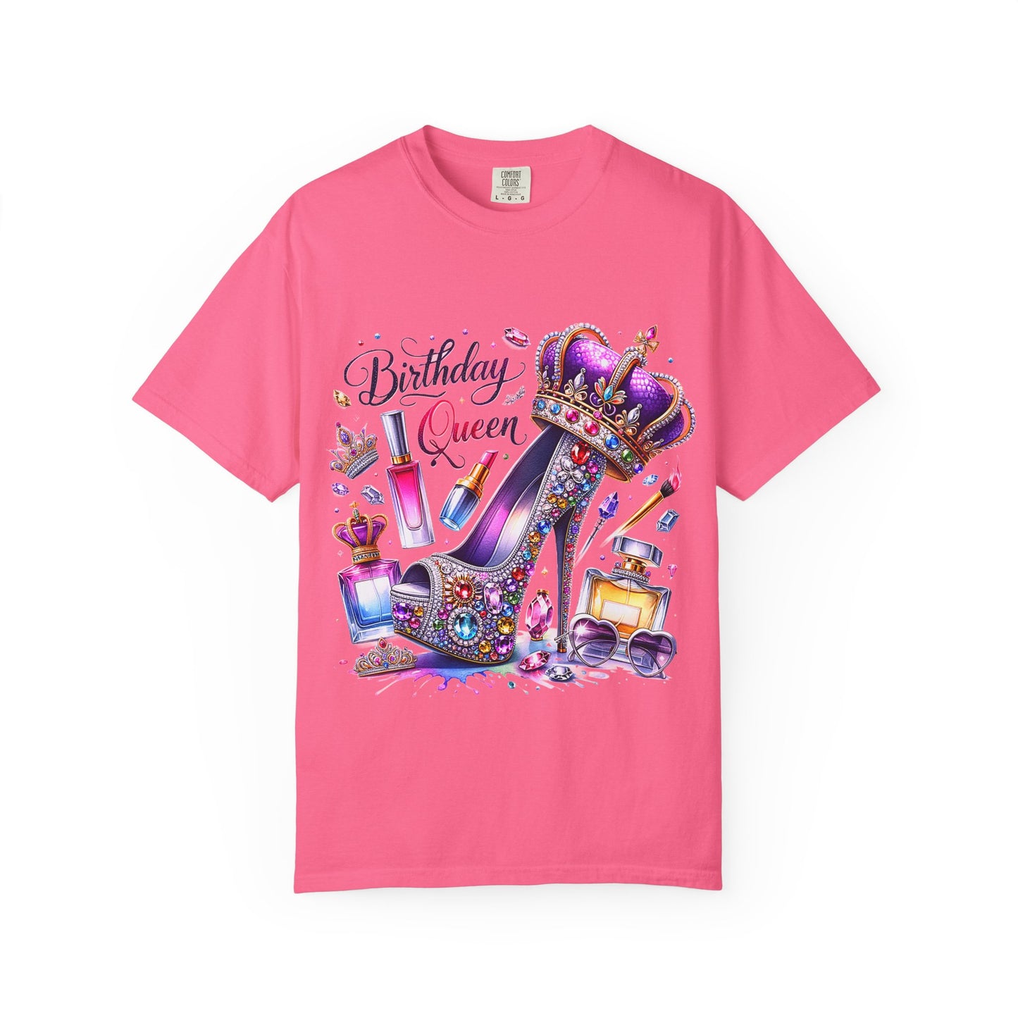 Birthday Queen T-Shirt – Glam Sparkly High Heel & Crown Birthday Outfit
