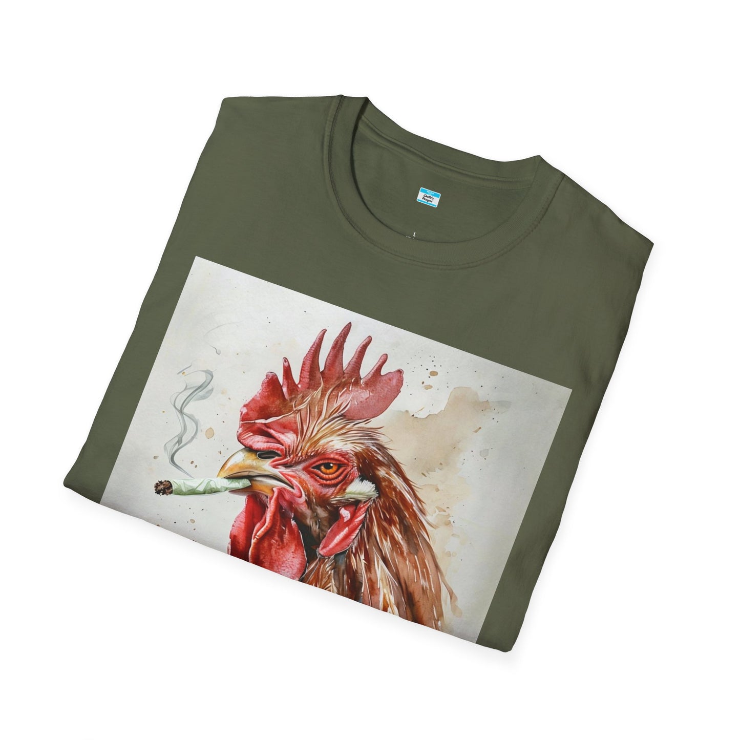 Funny Smoking Rooster T-Shirt – Fried Chicken Graphic Tee, Farm Animal Humor Shirt, Cannabis, Hemp Humor