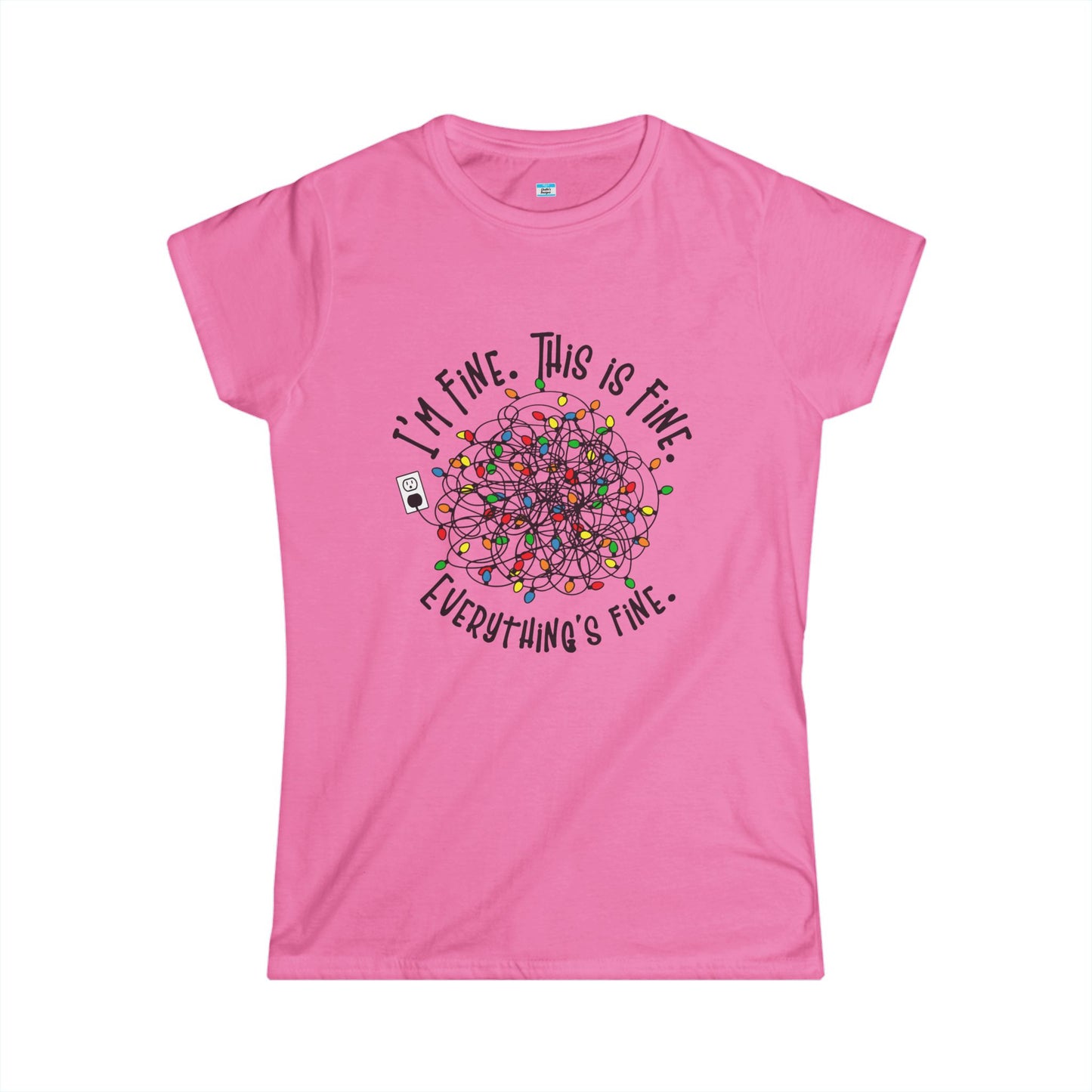 I’m Fine This Is Fine Everything’s Fine T-Shirt – Funny Tangled Christmas Lights Tee