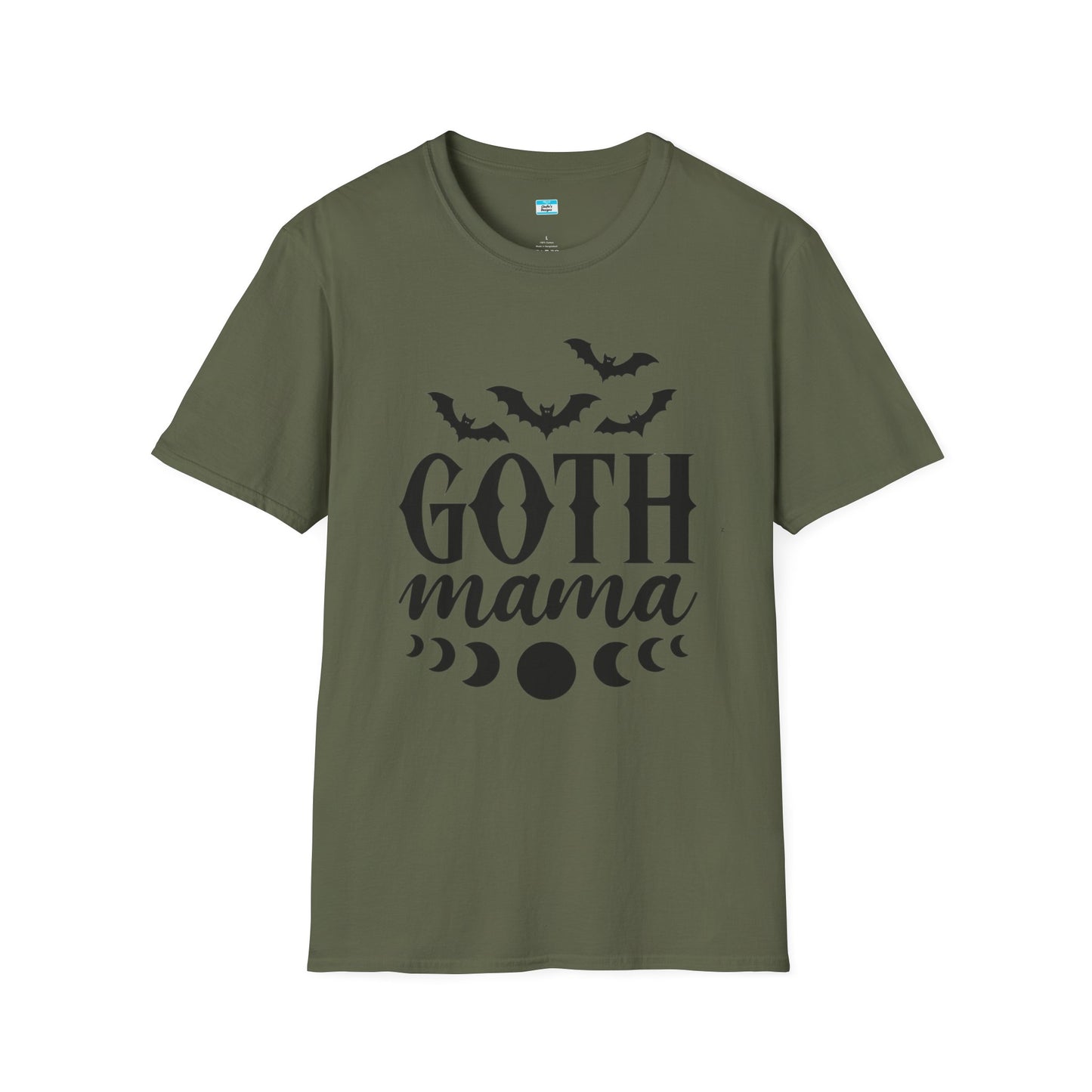 Goth Mama T-Shirt β Moon Phase & Bat Graphic Tee for Spooky Moms