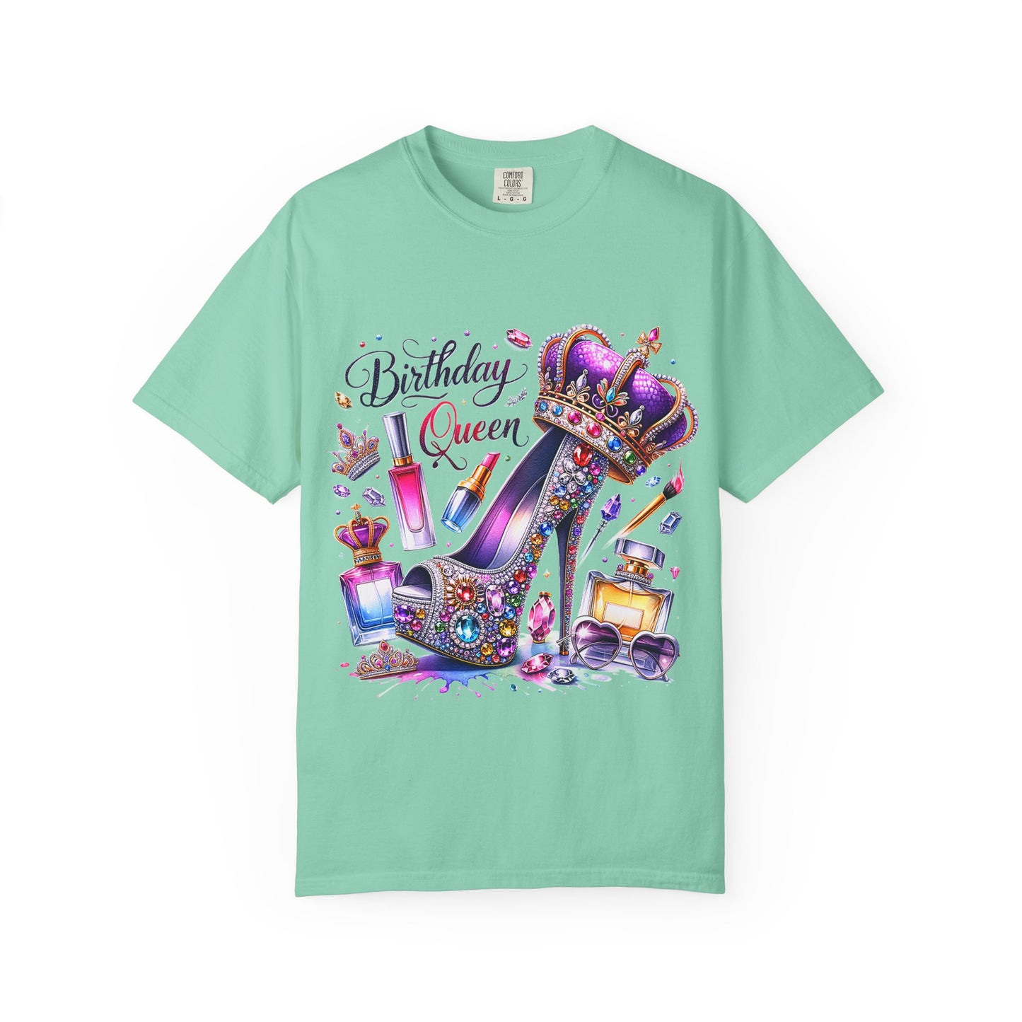 Birthday Queen T-Shirt – Glam Sparkly High Heel & Crown Birthday Outfit