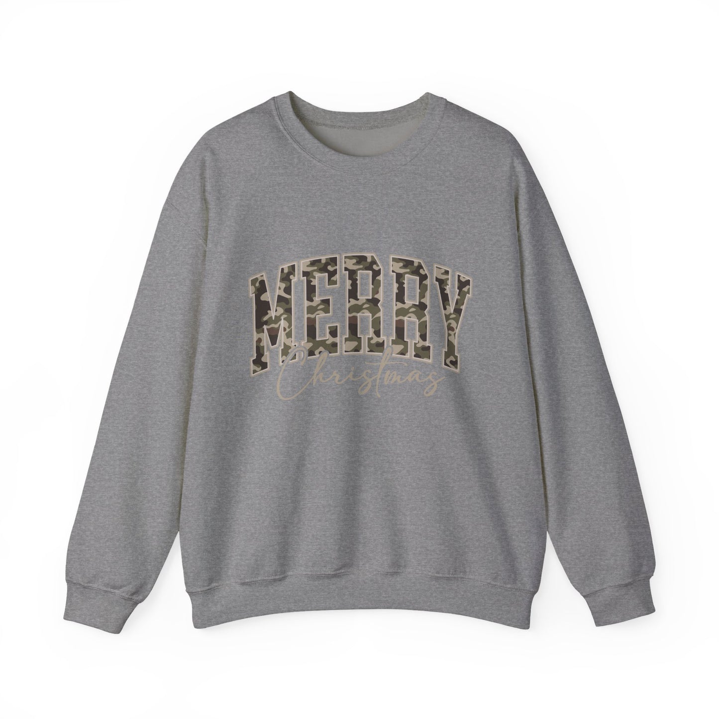 Merry Christmas Camo Sweatshirt – Cozy Holiday Pullover for Men & Women