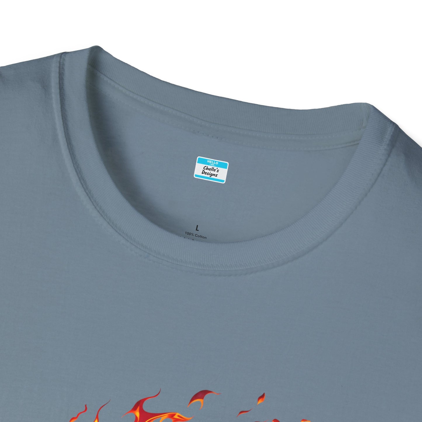Hot Rod Flaming Car “Warning: Runs Hot!” Unisex Tee