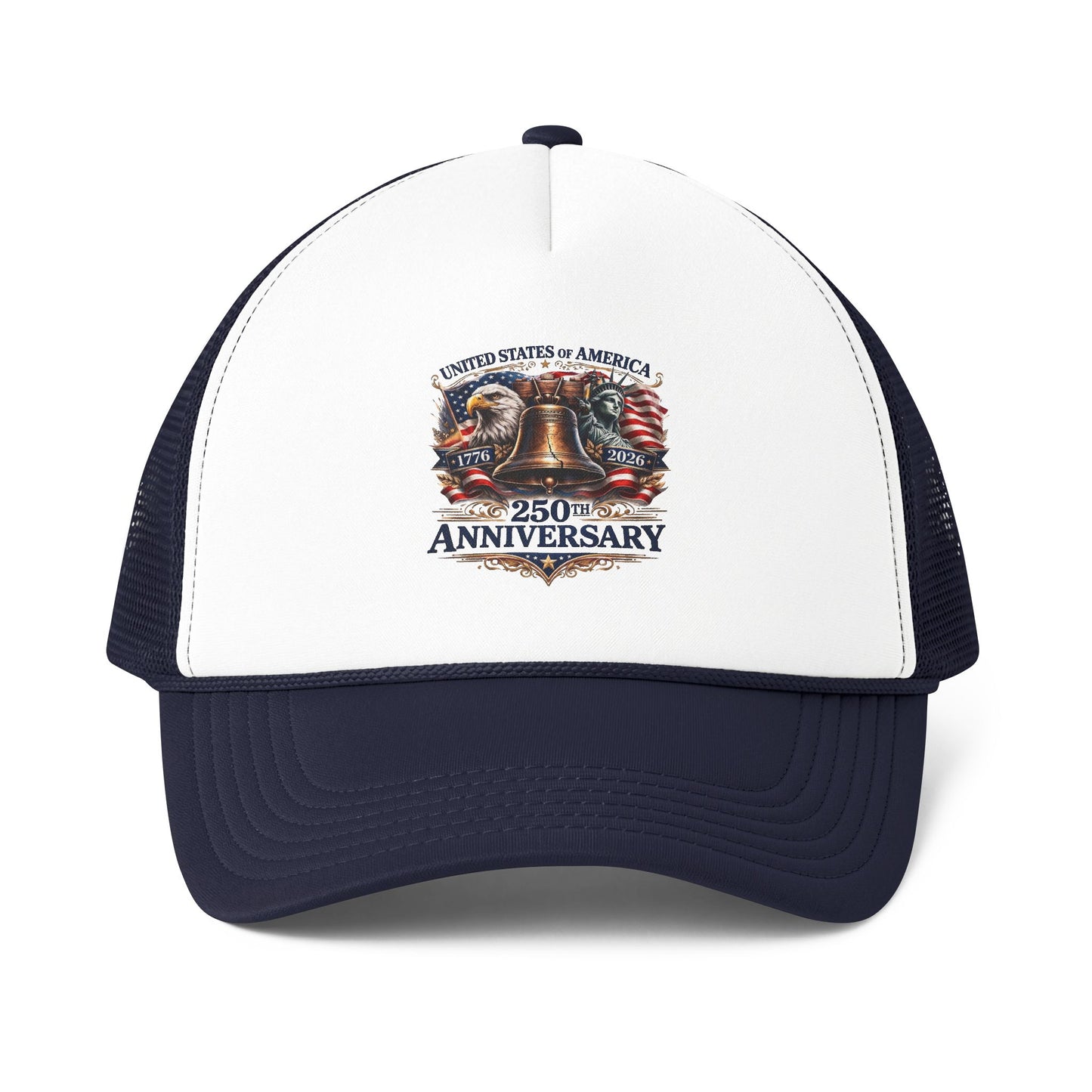 America 250 Trucker Hat 1776-2026 | Patriotic Liberty Bell USA Cap