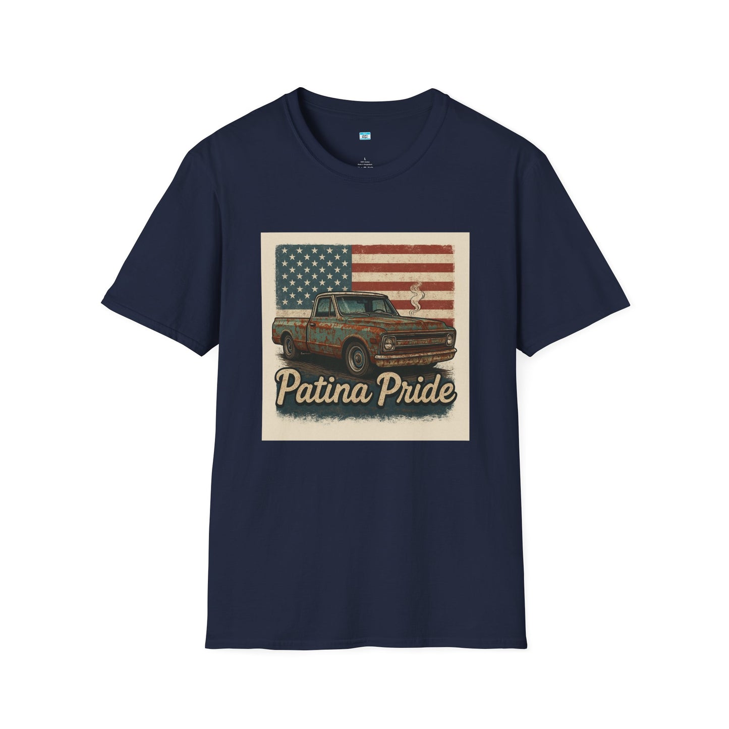 Patina Pride Vintage Truck Shirt | Classic Pickup American Flag Graphic Tee