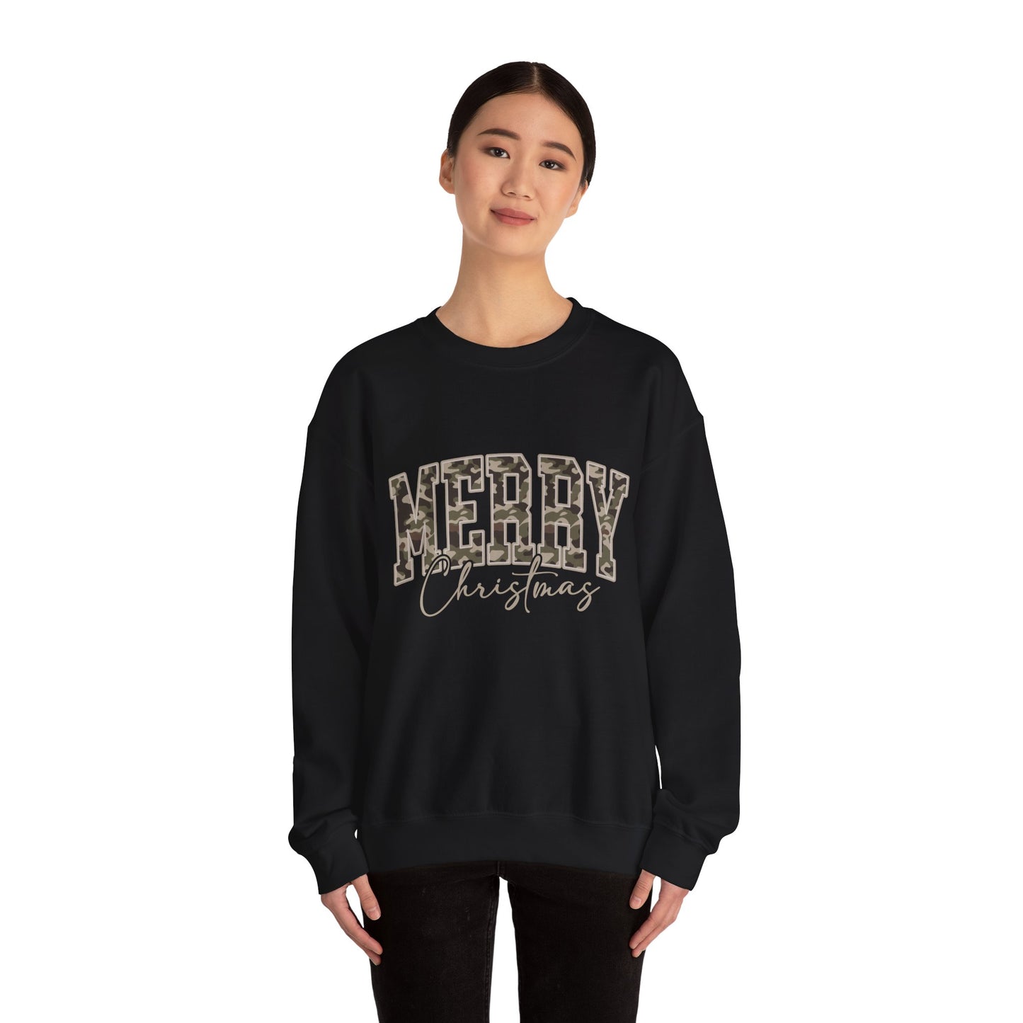 Merry Christmas Camo Sweatshirt – Cozy Holiday Pullover for Men & Women